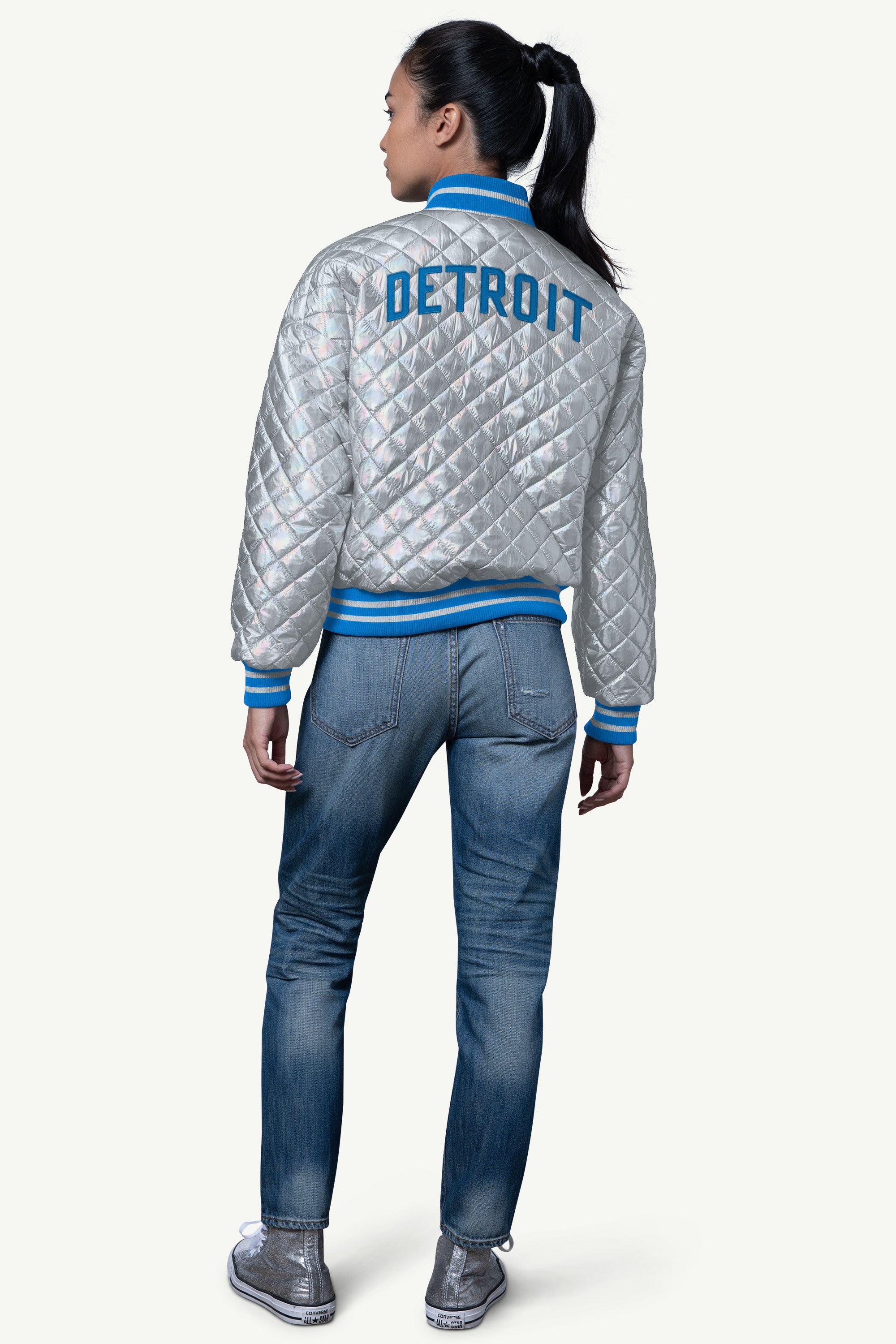 WOMENS DETROIT LIONS BLOWOUT METALLIC JACKET View 2 | Detroit Lions WOMENS DETROIT LIONS BLOWOUT METALLIC JACKET View 2 | Detroit Lions