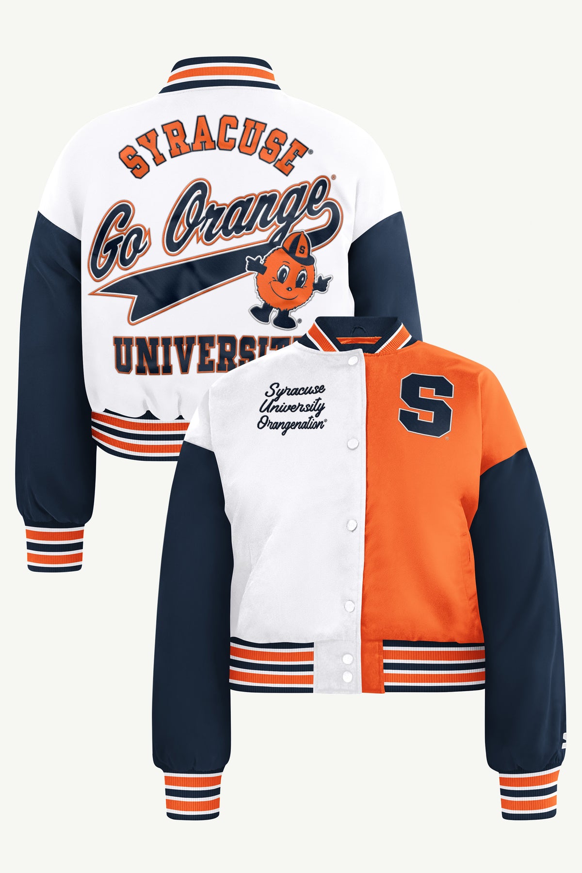 WOMENS SYRACUSE ORANGE GAME ON VARSITY JACKET View 1 WOMENS SYRACUSE ORANGE GAME ON VARSITY JACKET View 1