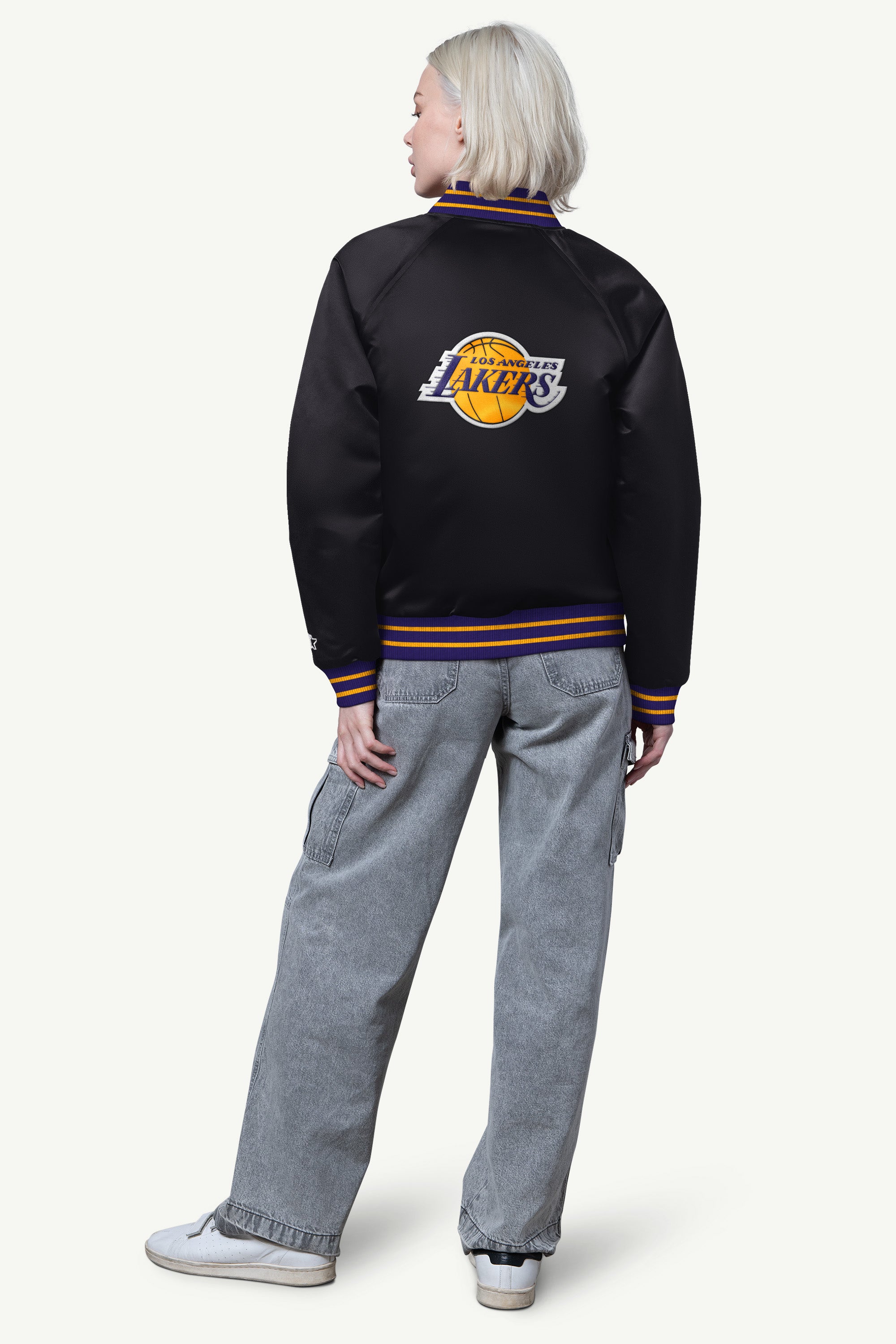 WOMENS LA LAKERS FINAL SCORE SATIN VARSITY JACKET View 2 | NBA WOMENS LA LAKERS FINAL SCORE SATIN VARSITY JACKET View 2 | NBA