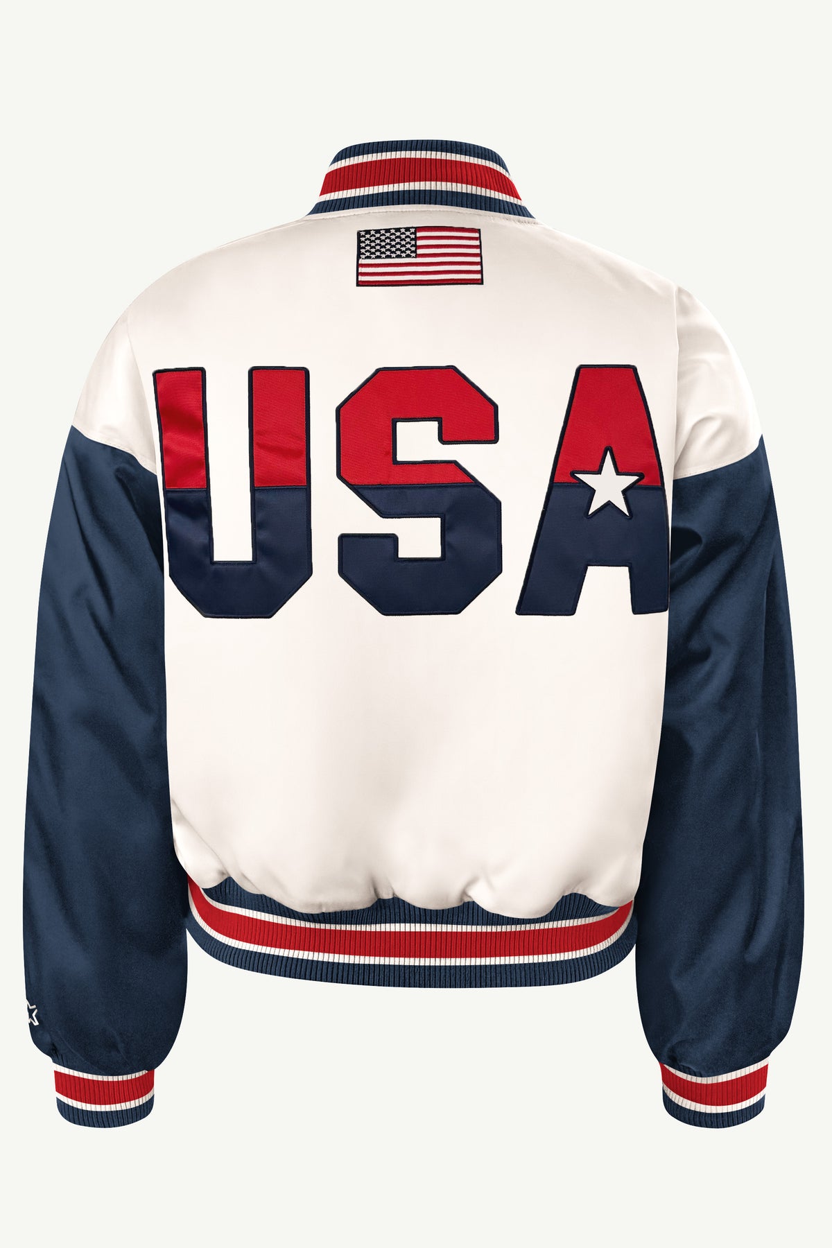 WOMENS USA GAME ON SATIN VARSITY JACKET View 3 WOMENS USA GAME ON SATIN VARSITY JACKET View 3