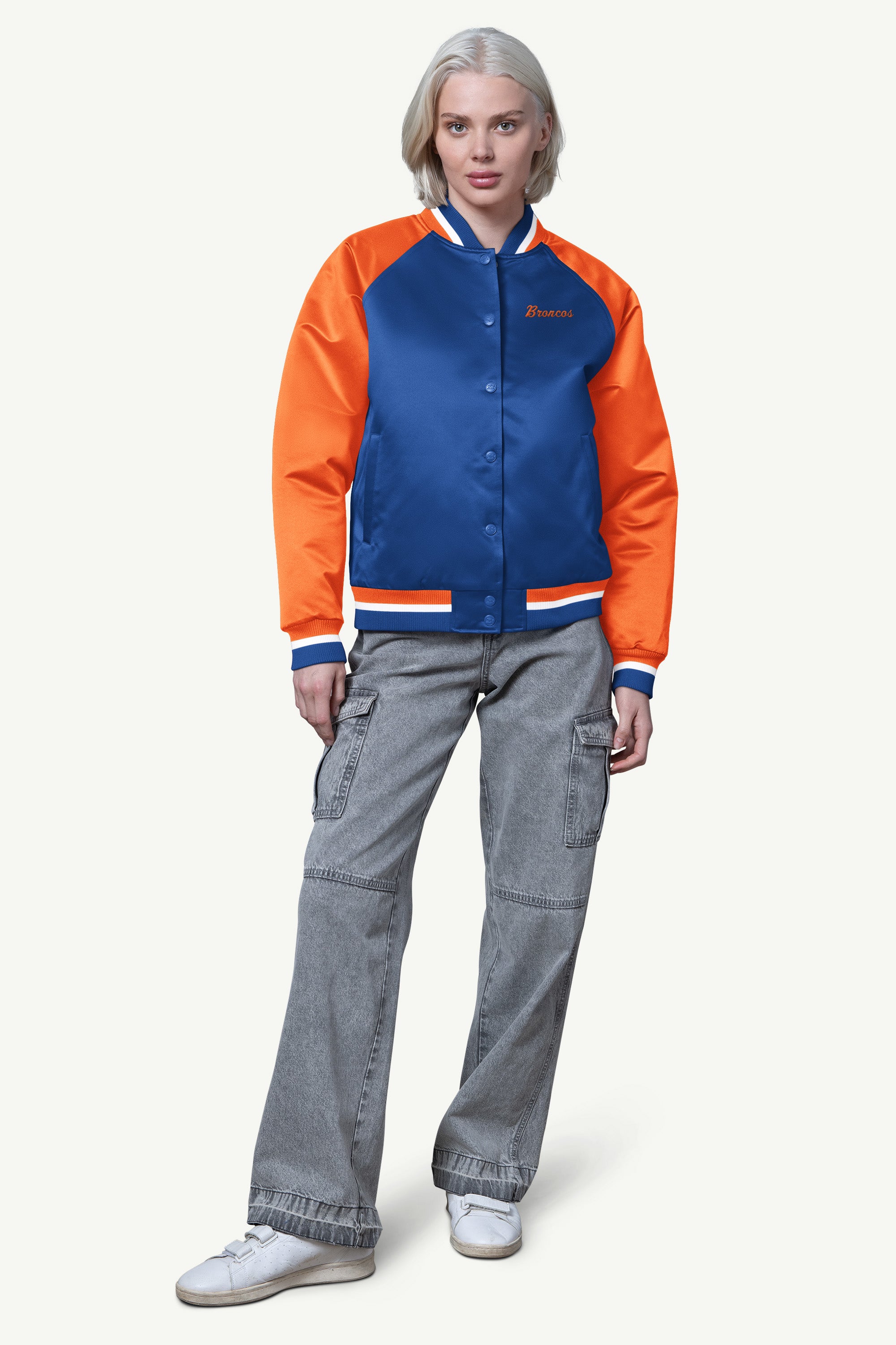 WOMENS DENVER BRONCOS FINAL SCORE SATIN VARSITY JACKET View 3 | NFL WOMENS DENVER BRONCOS FINAL SCORE SATIN VARSITY JACKET View 3 | NFL