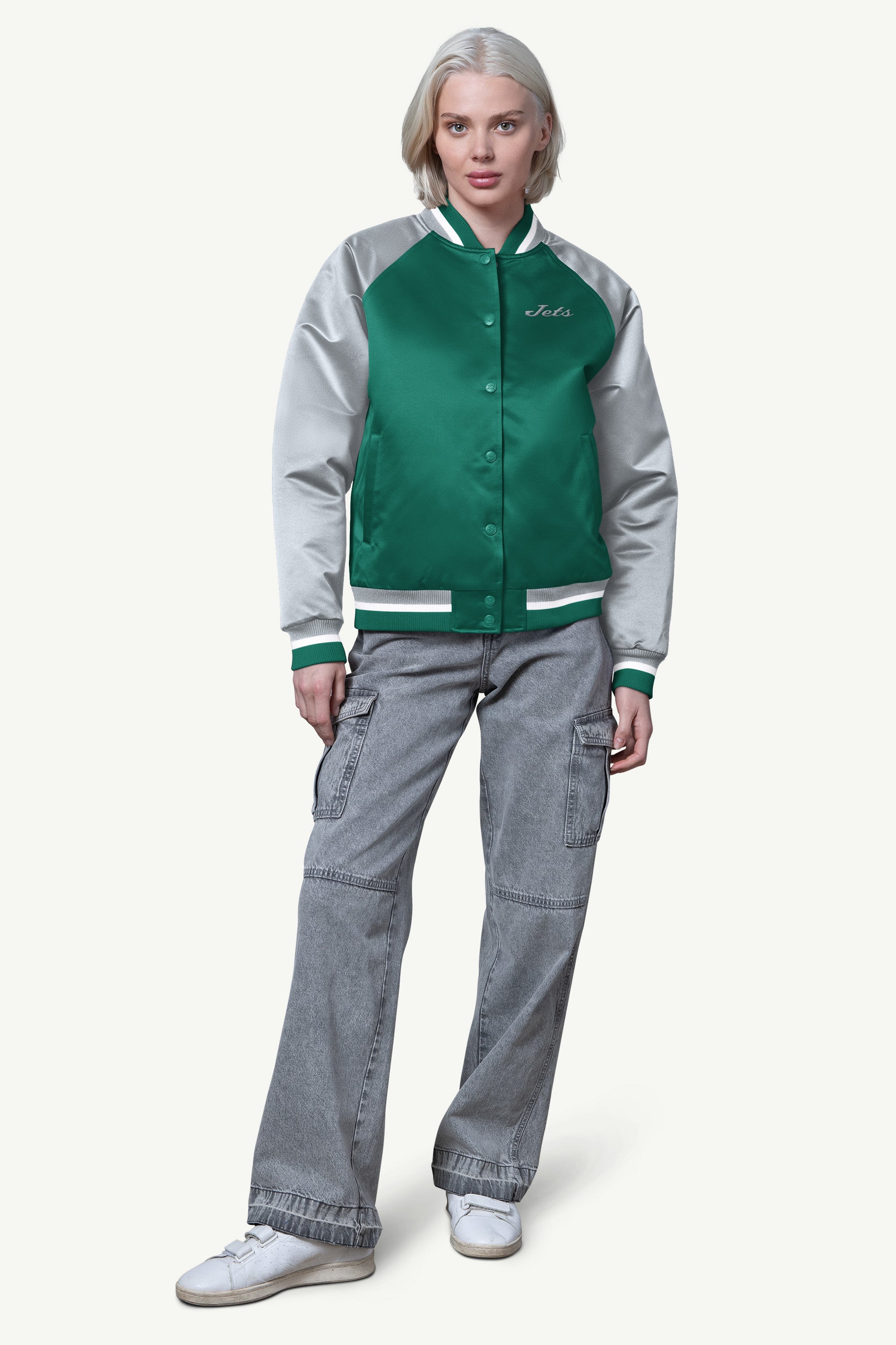 WOMENS NEW YORK JETS FINAL SCORE SATIN VARSITY JACKET View 3 | New York Jets WOMENS NEW YORK JETS FINAL SCORE SATIN VARSITY JACKET View 3 | New York Jets