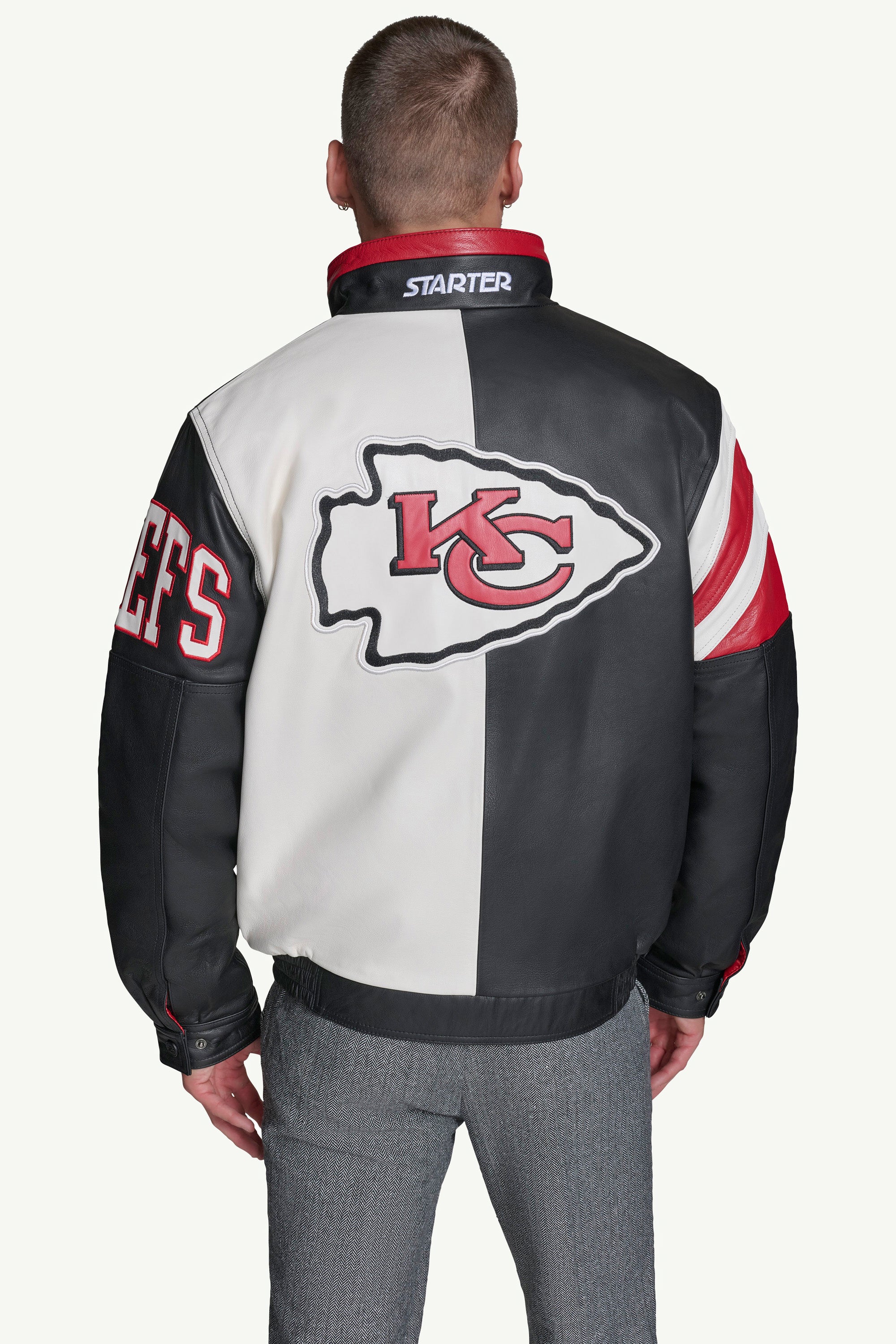MENS KANSAS CITY CHIEFS FULL ZIP LEATHER JACKET View 3 | NFL MENS KANSAS CITY CHIEFS FULL ZIP LEATHER JACKET View 3 | NFL
