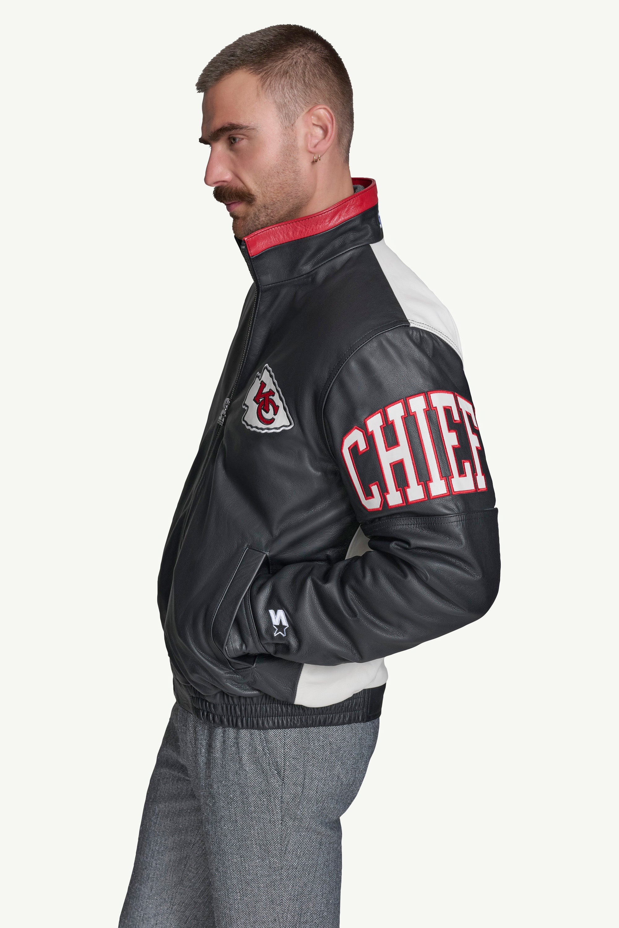 MENS KANSAS CITY CHIEFS FULL ZIP LEATHER JACKET View 4 | NFL MENS KANSAS CITY CHIEFS FULL ZIP LEATHER JACKET View 4 | NFL