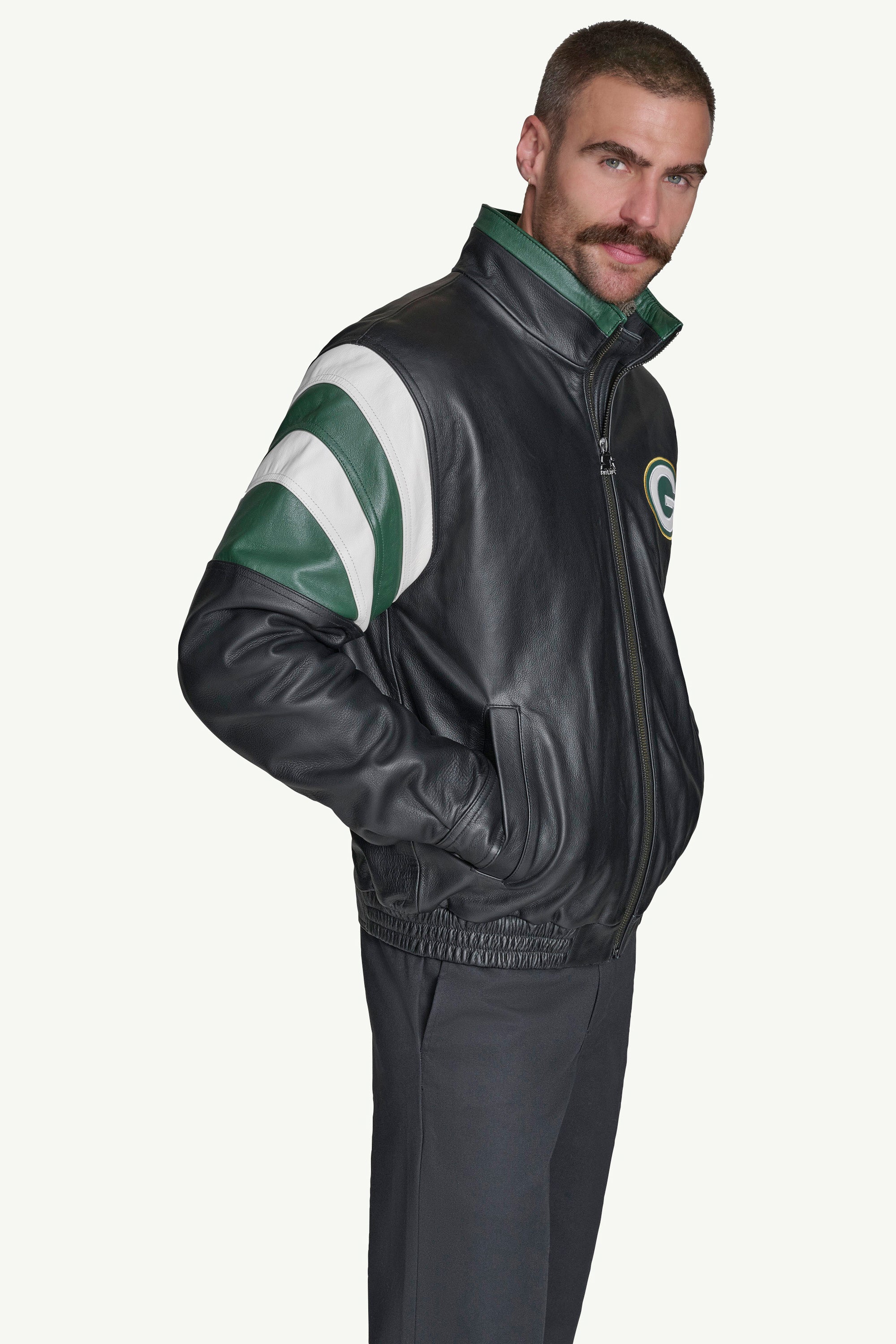 GREEN BAY PACKERS FULL ZIP LEATHER JACKET View 5 | Green Bay Packers GREEN BAY PACKERS FULL ZIP LEATHER JACKET View 5 | Green Bay Packers