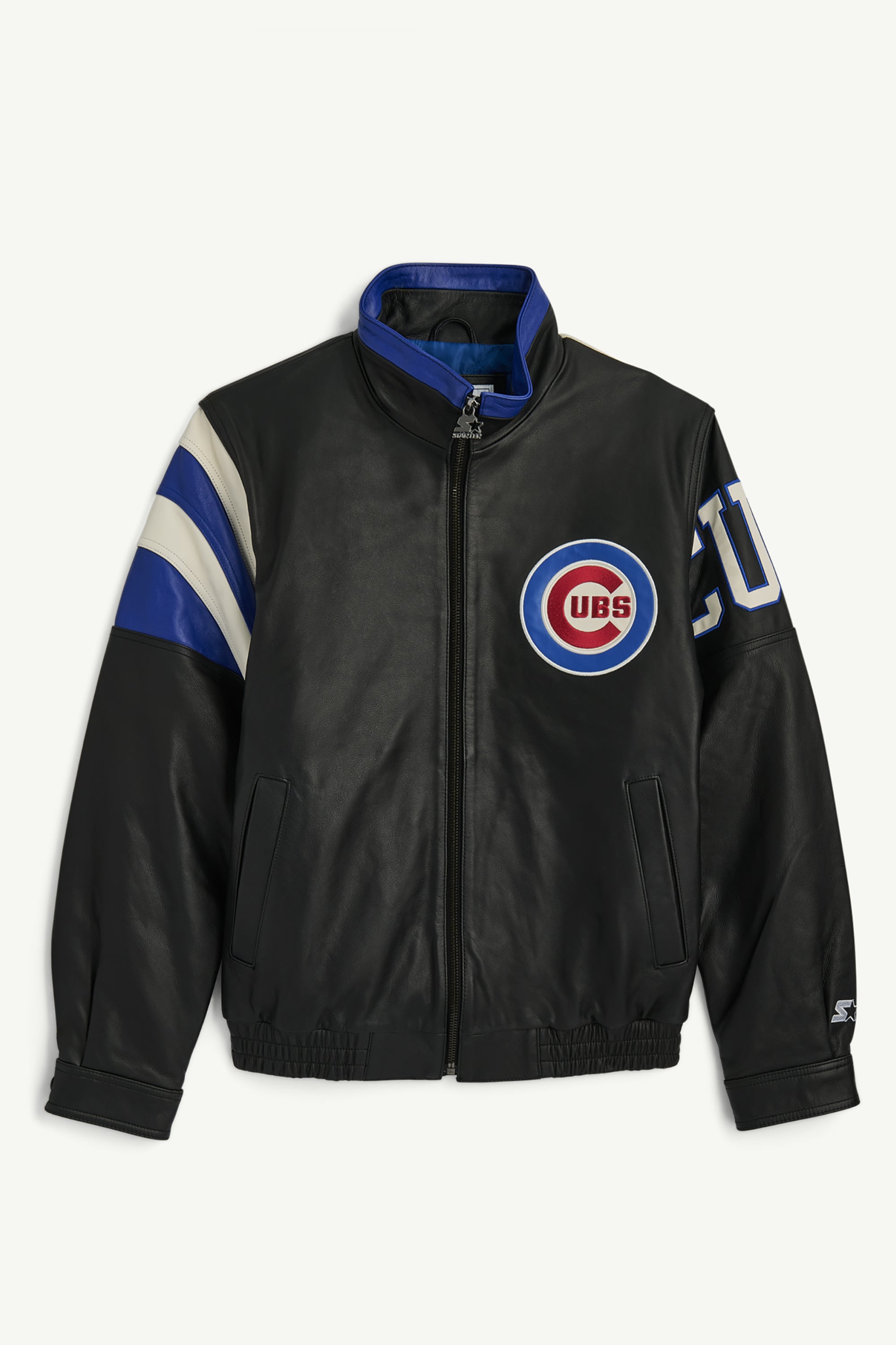 MENS CHICAGO CUBS RETRO FULL ZIP LEATHER JACKET View 1 MENS CHICAGO CUBS RETRO FULL ZIP LEATHER JACKET View 1
