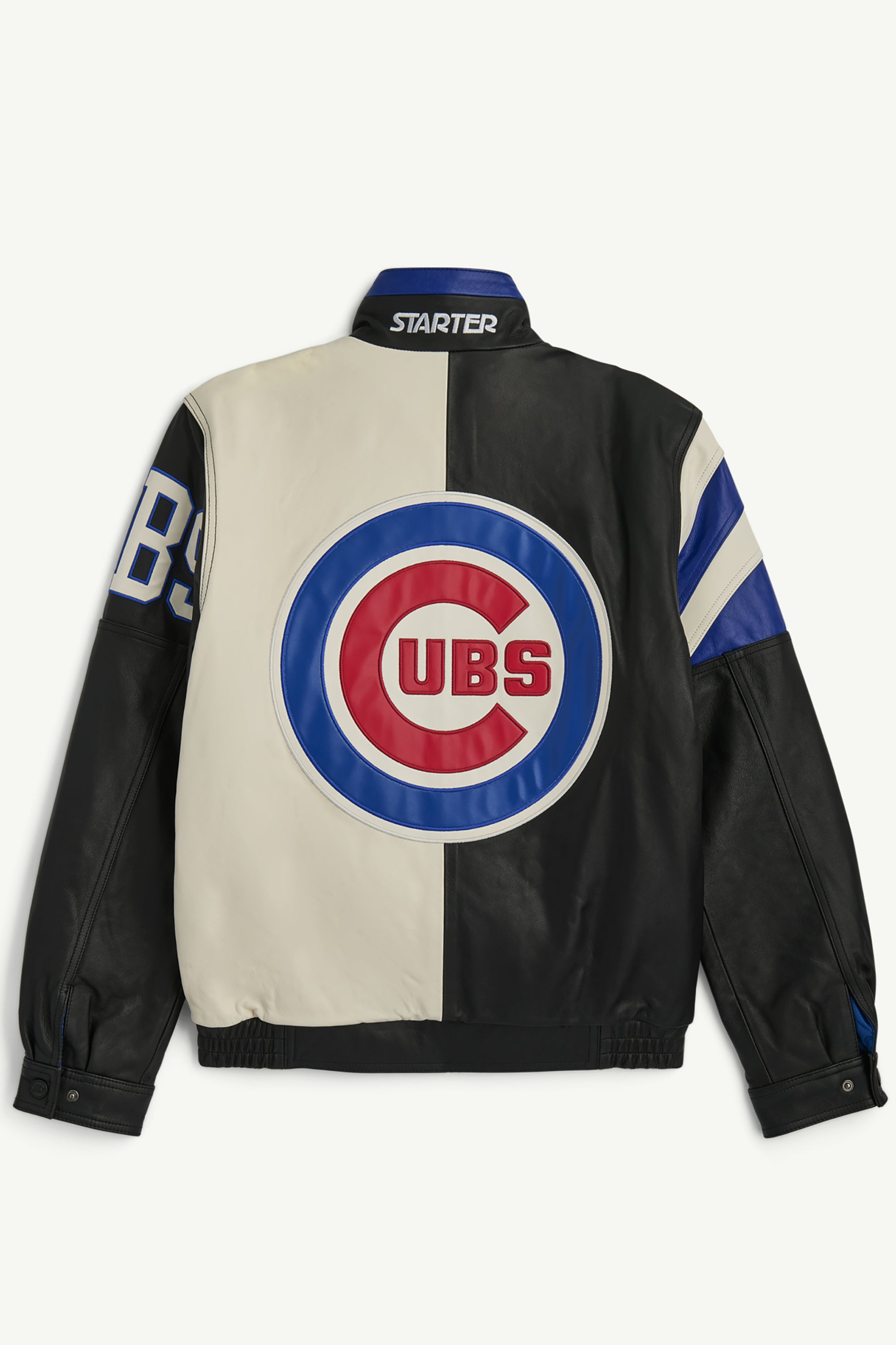 MENS CHICAGO CUBS RETRO FULL ZIP LEATHER JACKET View 2 MENS CHICAGO CUBS RETRO FULL ZIP LEATHER JACKET View 2