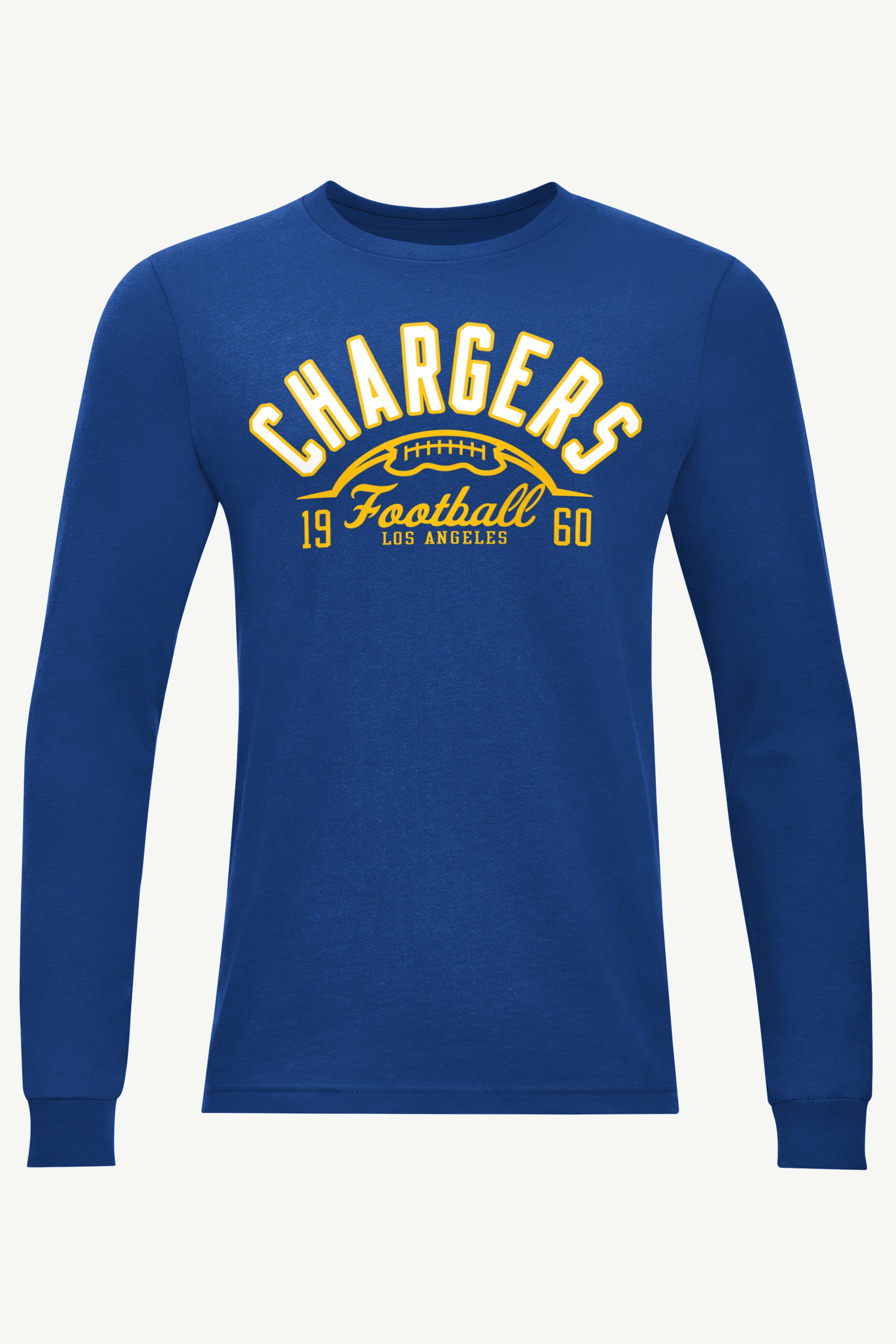 MENS LOS ANGELES CHARGERS HALF BALL LONG SLEEVE T SHIRT View 1 MENS LOS ANGELES CHARGERS HALF BALL LONG SLEEVE T SHIRT View 1