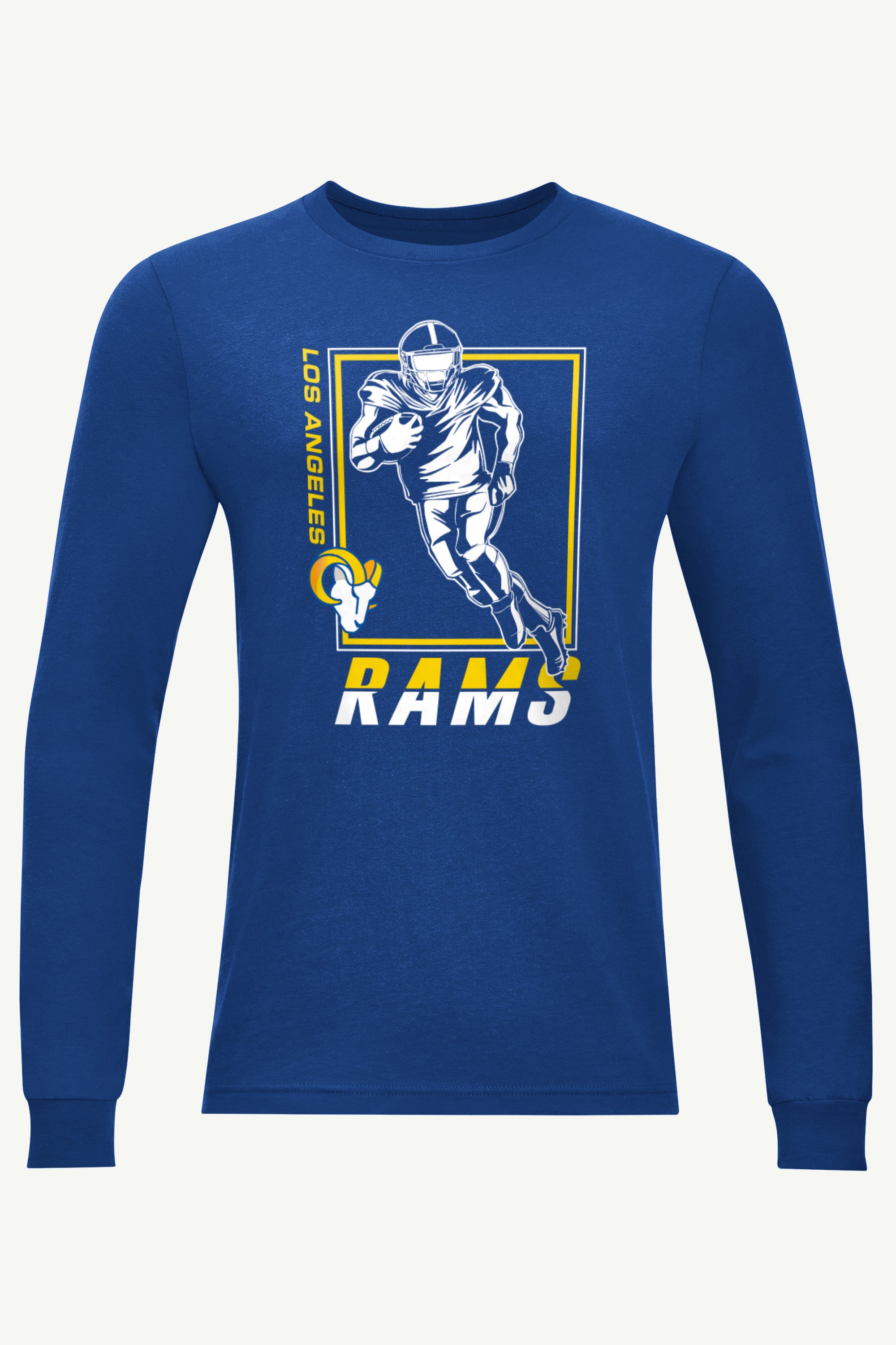 MENS LOS ANGELES RAMS PLAYER GRID LONG SLEEVE T SHIRT View 1 MENS LOS ANGELES RAMS PLAYER GRID LONG SLEEVE T SHIRT View 1