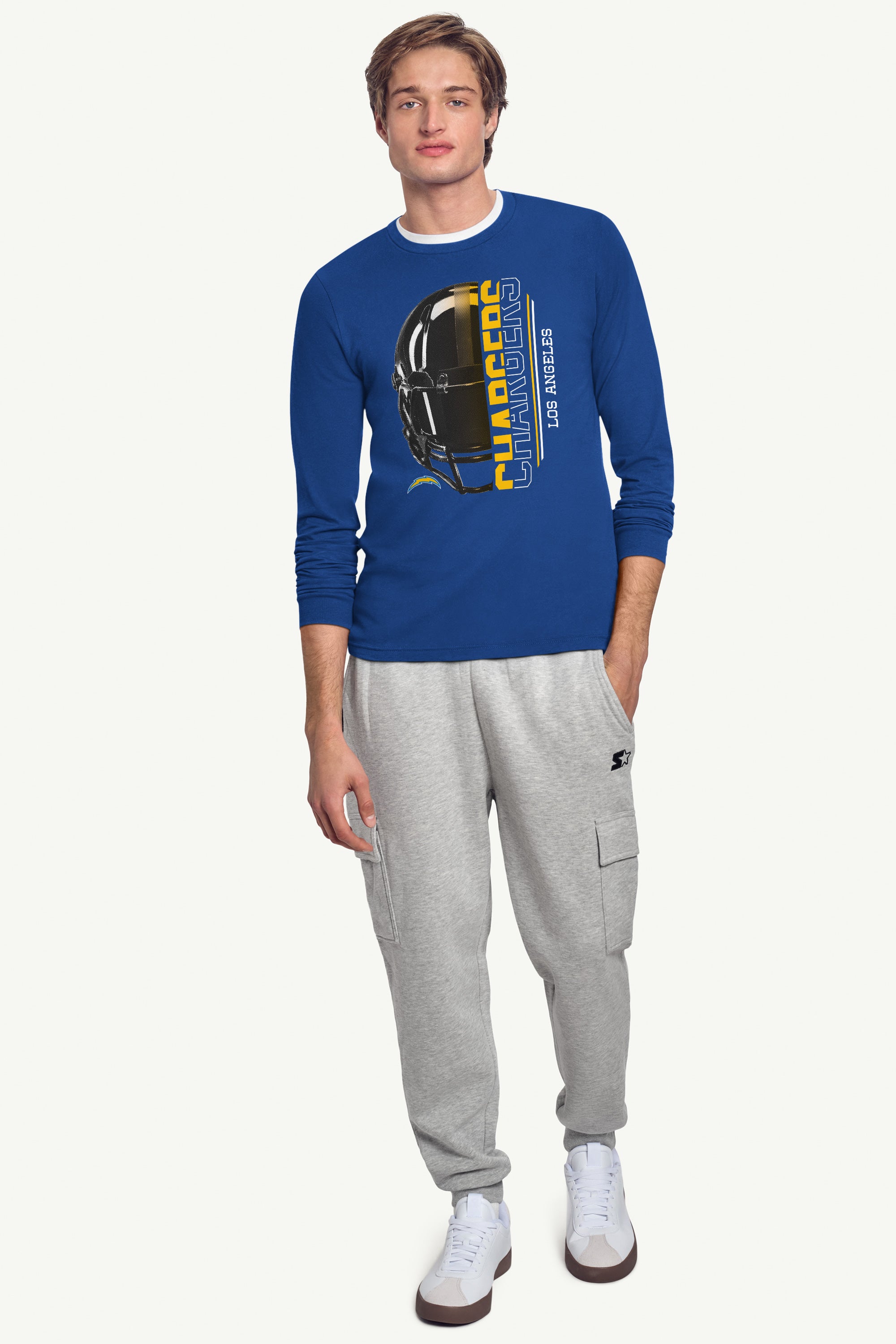 MENS LOS ANGELES CHARGERS HALF HELMET LOGO LONG SLEEVE T SHIRT View 3 MENS LOS ANGELES CHARGERS HALF HELMET LOGO LONG SLEEVE T SHIRT View 3