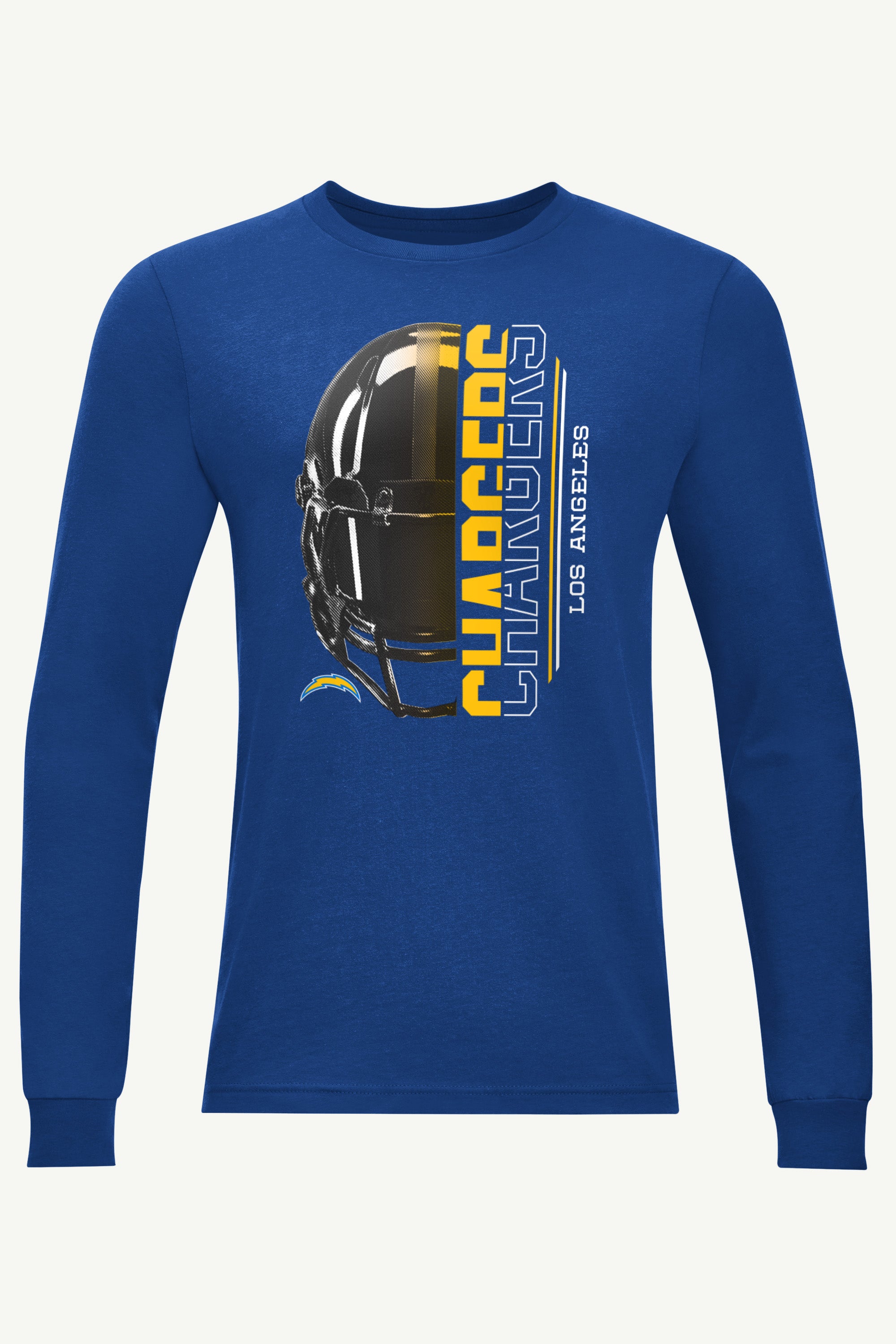 MENS LOS ANGELES CHARGERS HALF HELMET LOGO LONG SLEEVE T SHIRT View 1 MENS LOS ANGELES CHARGERS HALF HELMET LOGO LONG SLEEVE T SHIRT View 1