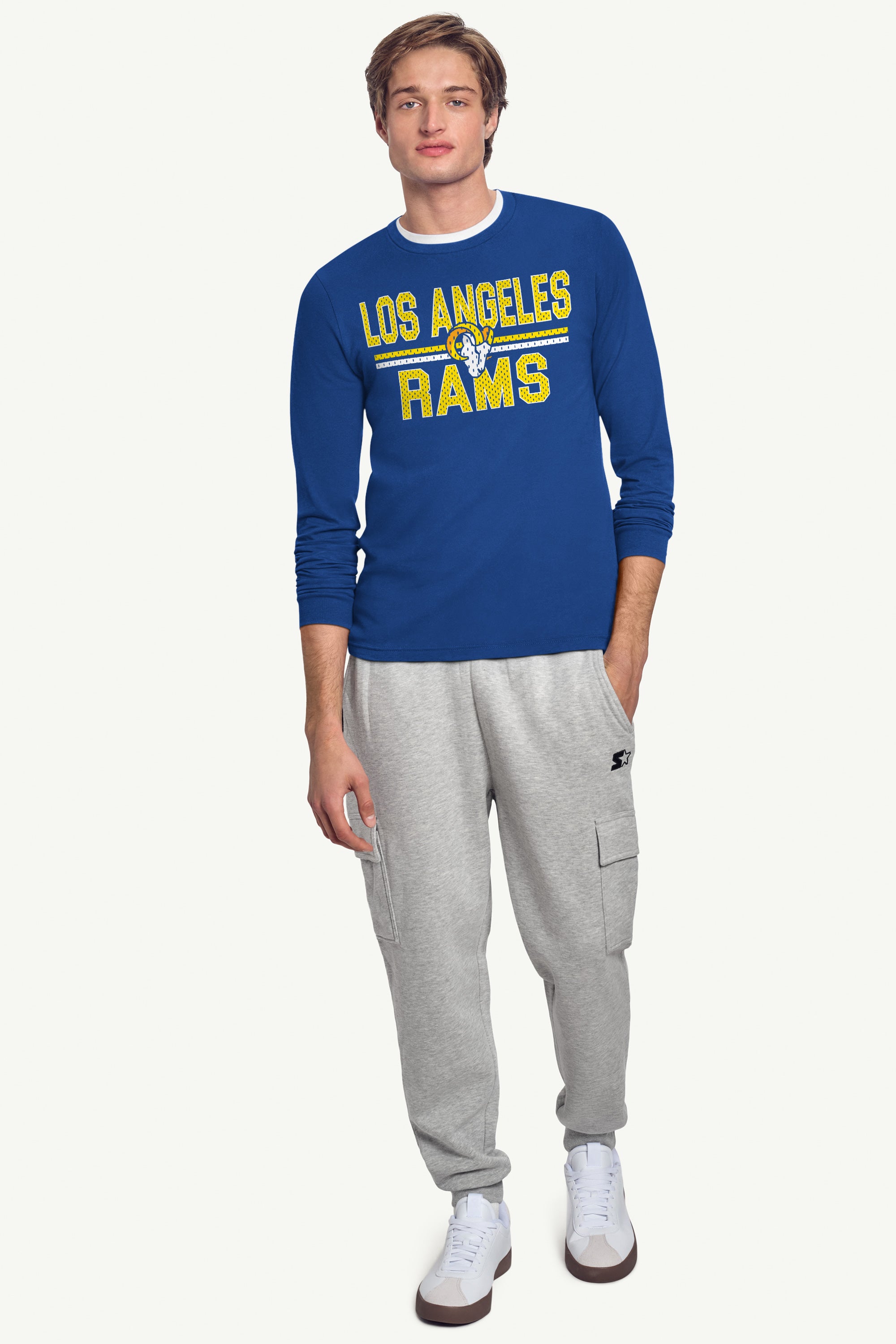 MENS LOS ANGELES RAMS MESH LOOK LONG SLEEVE T SHIRT View 3 MENS LOS ANGELES RAMS MESH LOOK LONG SLEEVE T SHIRT View 3