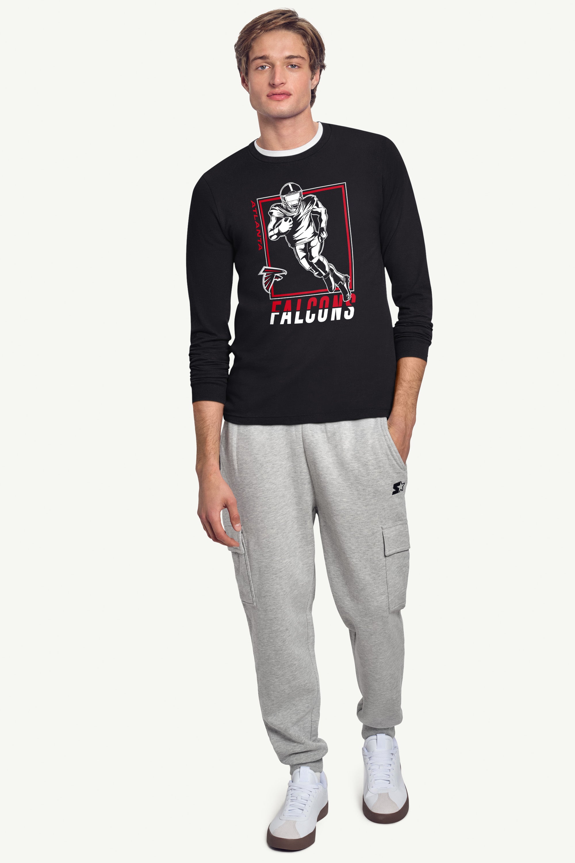 MENS ATLANTA FALCONS PLAYER GRID LONG SLEEVE T SHIRT View 3 MENS ATLANTA FALCONS PLAYER GRID LONG SLEEVE T SHIRT View 3