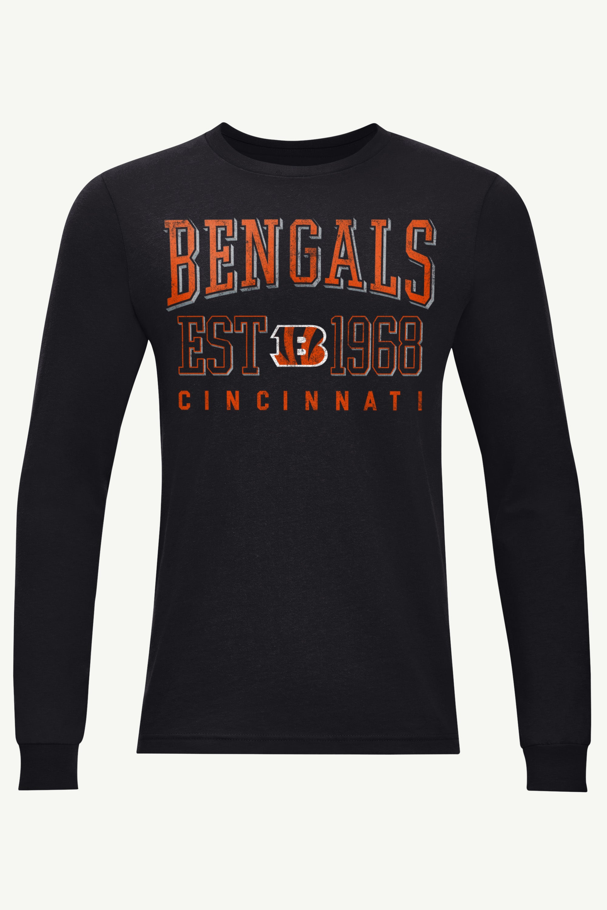MENS CINCINNATI BENGALS RETRO LOGO LONG SLEEVE T SHIRT View 1 MENS CINCINNATI BENGALS RETRO LOGO LONG SLEEVE T SHIRT View 1