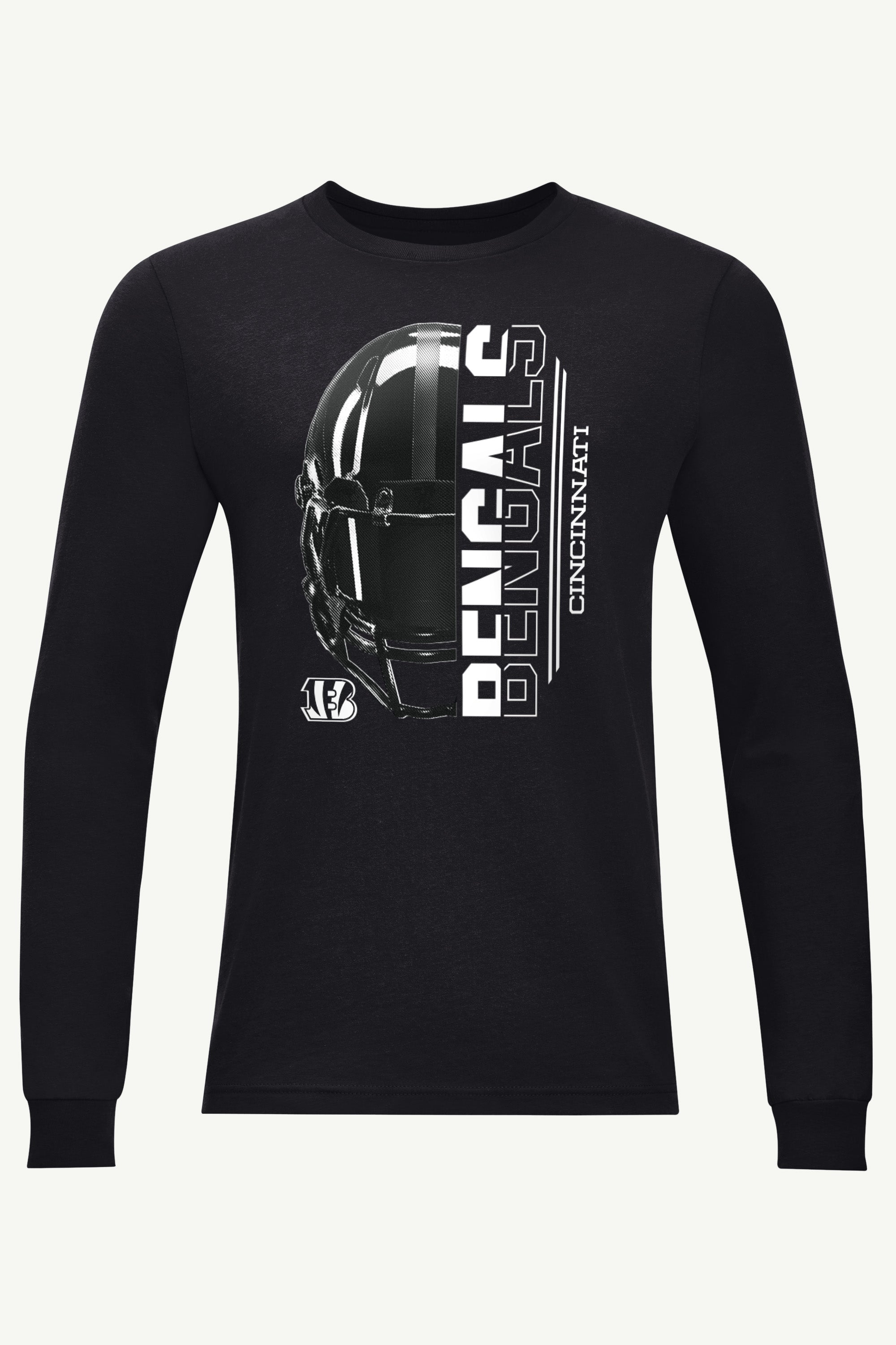MENS CINCINNATI BENGALS HALF HELMET LONG SLEEVE T SHIRT View 1 | Cincinnati Bengals MENS CINCINNATI BENGALS HALF HELMET LONG SLEEVE T SHIRT View 1 | Cincinnati Bengals