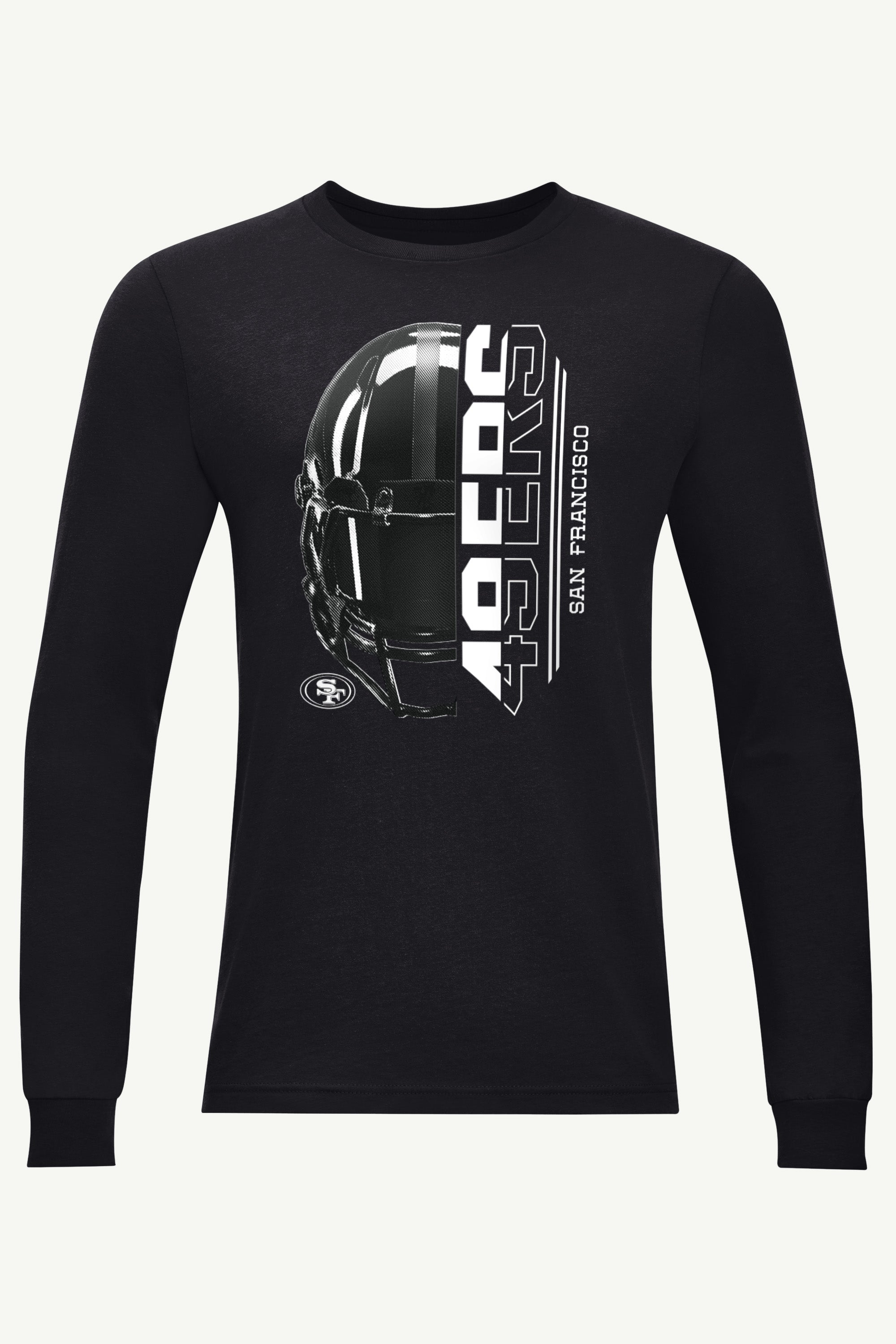 MENS SAN FRANCISCO 49ERs HALF HELMET LONG SLEEVE T SHIRT View 1 MENS SAN FRANCISCO 49ERs HALF HELMET LONG SLEEVE T SHIRT View 1