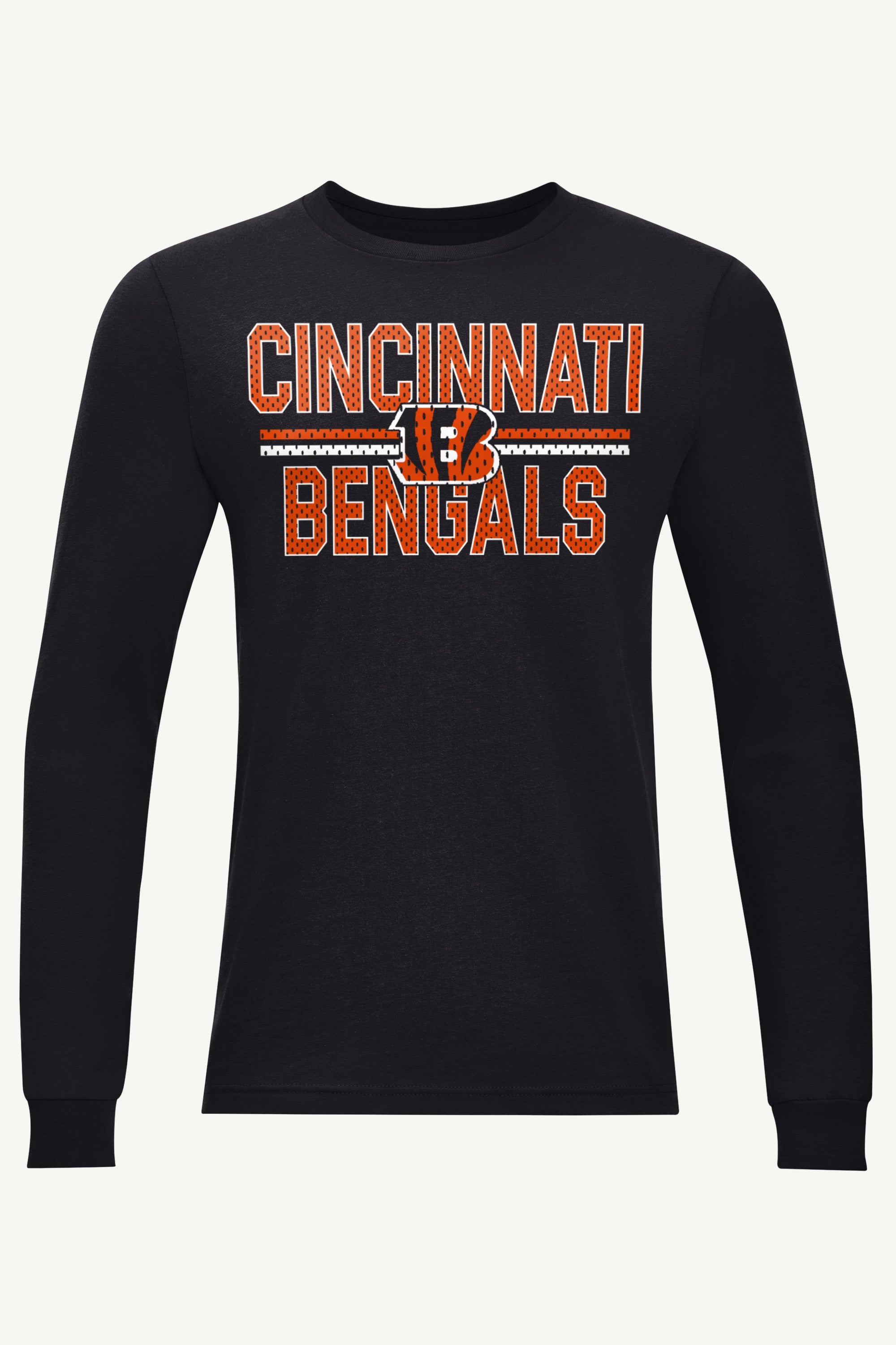 MENS CINCINNATI BENGALS MESH LOOK LONG SLEEVE T SHIRT View 1 MENS CINCINNATI BENGALS MESH LOOK LONG SLEEVE T SHIRT View 1