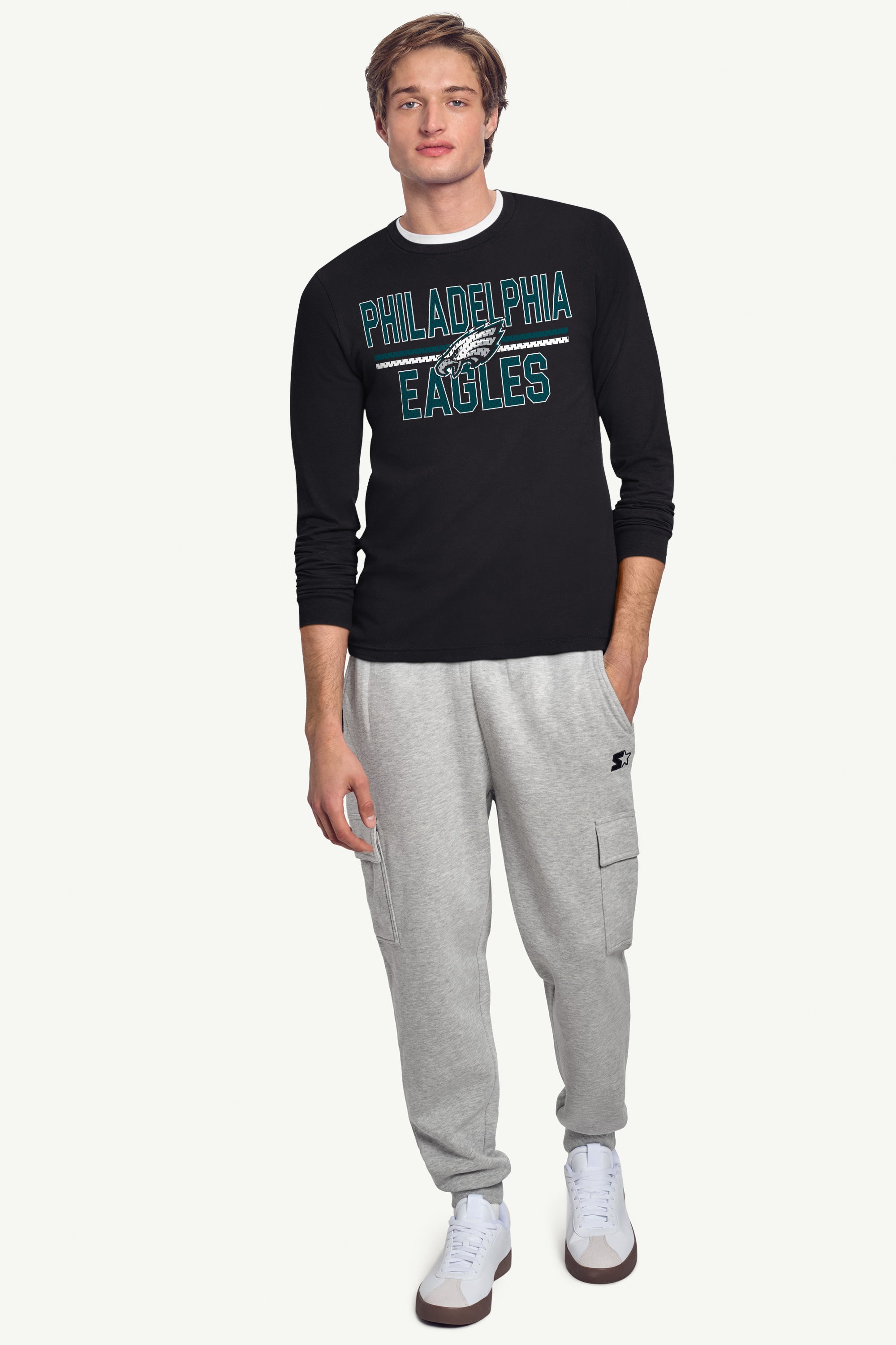 MENS PHILADELPHIA EAGLES MESH LOOK LONG SLEEVE T SHIRT View 3 MENS PHILADELPHIA EAGLES MESH LOOK LONG SLEEVE T SHIRT View 3