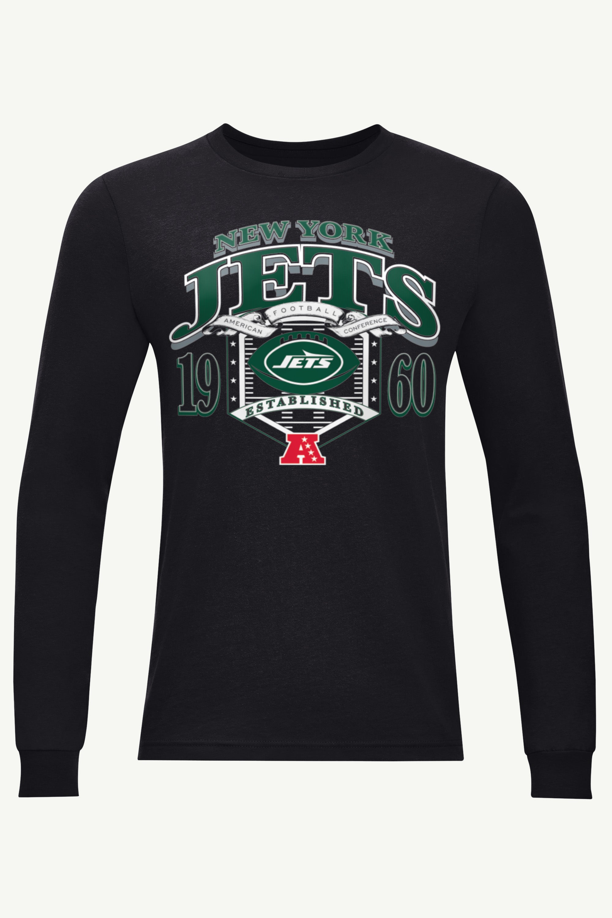 MENS NEW YORK JETS 80s INSPIRED FIELD LONG SLEEVE T SHIRT View 1 | NFL MENS NEW YORK JETS 80s INSPIRED FIELD LONG SLEEVE T SHIRT View 1 | NFL