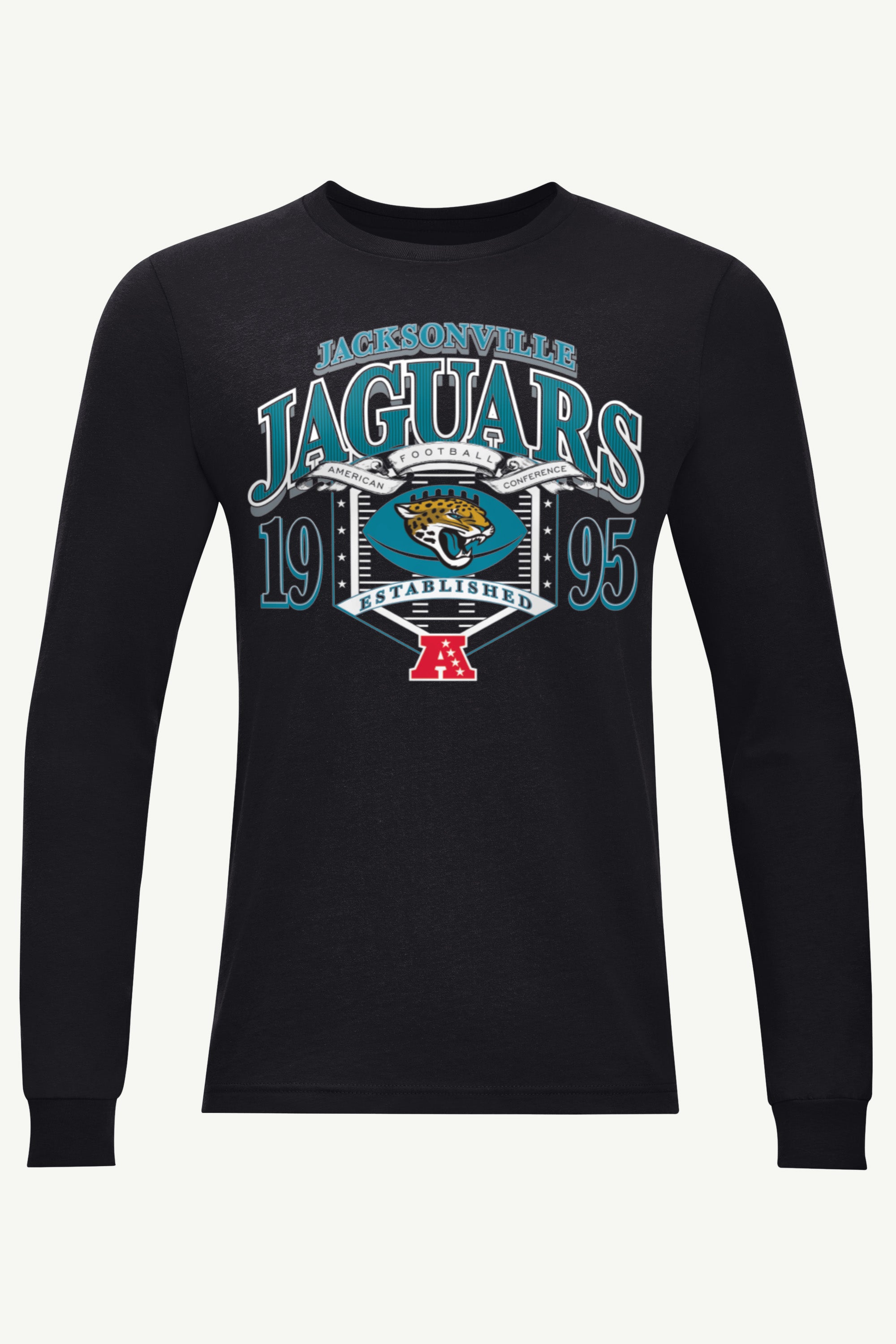 MENS JACKSONVILLE JAGUARS 80s INSPIRED FIELD LONG SLEEVE T SHIRT View 1 | Jacksonville Jaguars MENS JACKSONVILLE JAGUARS 80s INSPIRED FIELD LONG SLEEVE T SHIRT View 1 | Jacksonville Jaguars