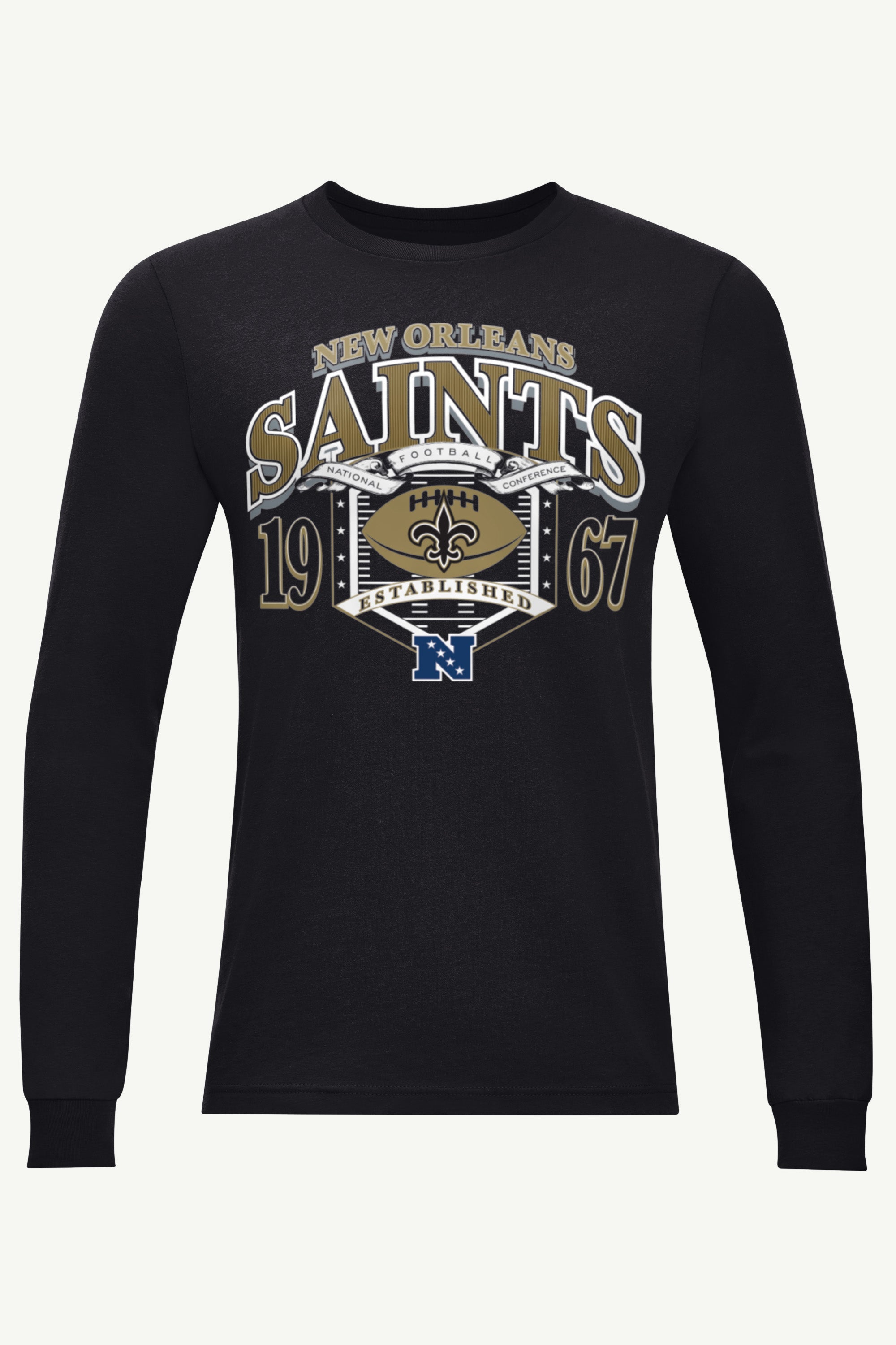 MENS NEW ORLEANS SAINTS 80s INSPIRED FIELD LONG SLEEVE T SHIRT View 1 | NFL MENS NEW ORLEANS SAINTS 80s INSPIRED FIELD LONG SLEEVE T SHIRT View 1 | NFL