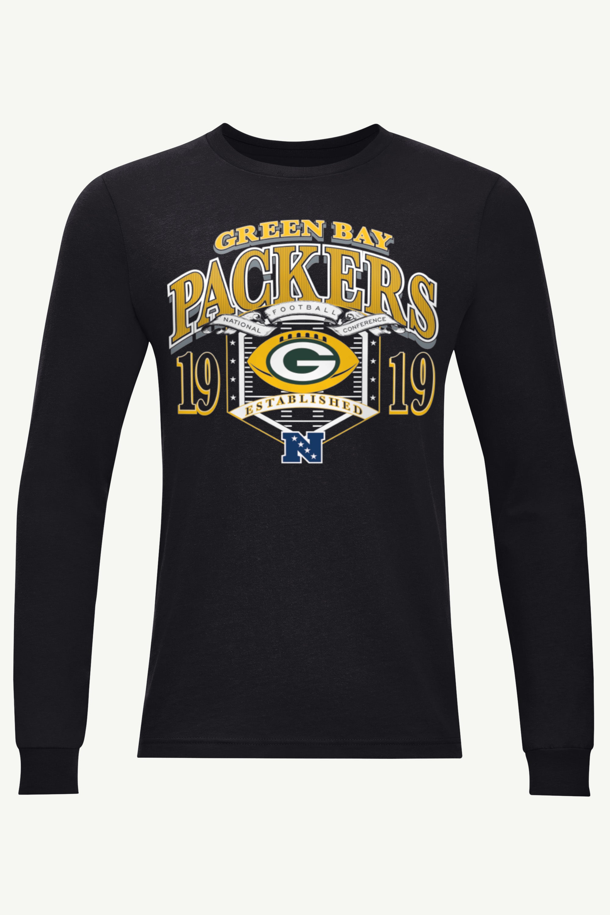 MENS GREEN BAY PACKERS 80s INSPIRED FIELD LONG SLEEVE T SHIRT View 1 | Green Bay Packers MENS GREEN BAY PACKERS 80s INSPIRED FIELD LONG SLEEVE T SHIRT View 1 | Green Bay Packers