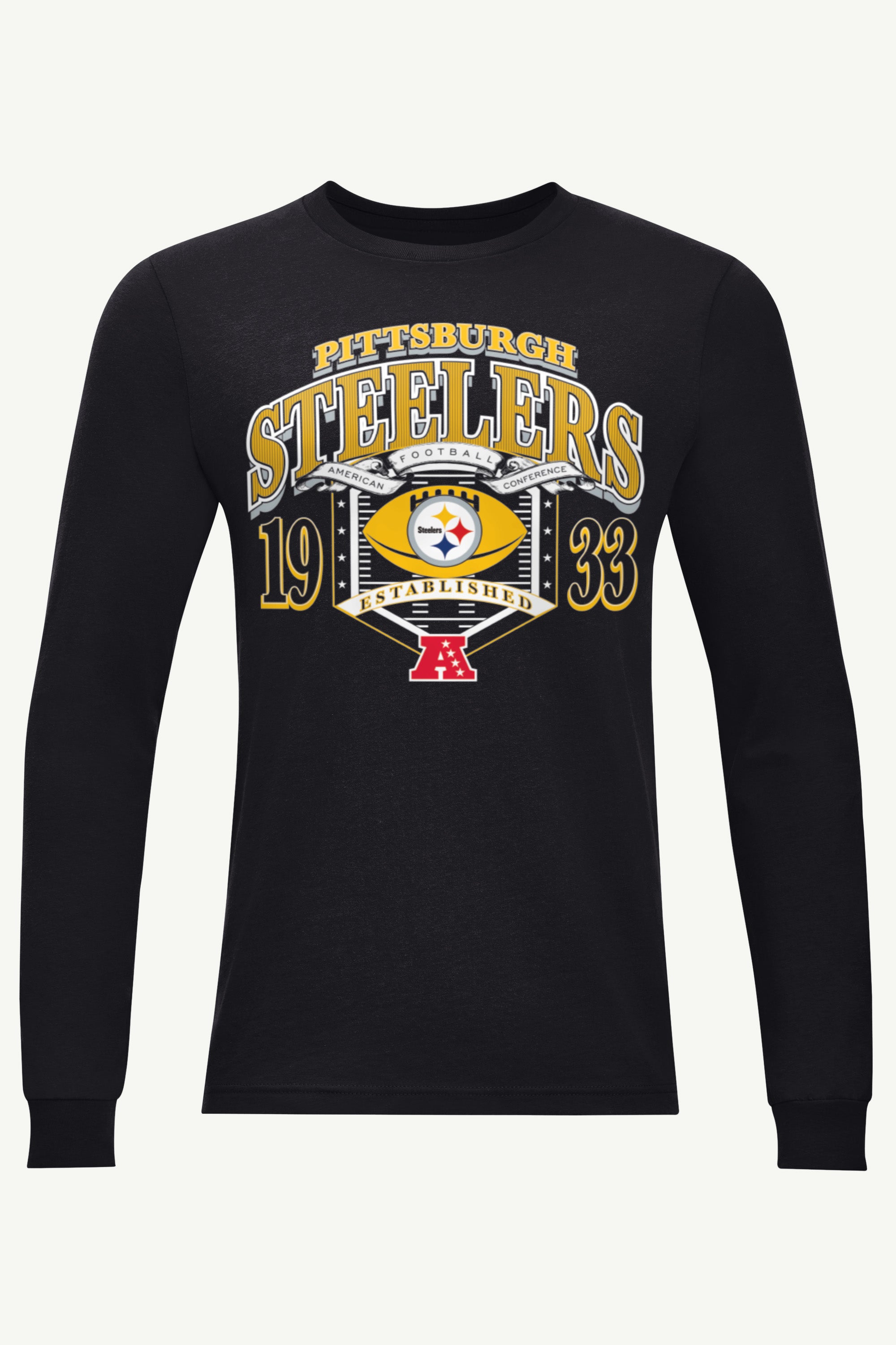 MENS PITTSBURGH STEELERS 80s INSPIRED FIELD LONG SLEEVE T SHIRT View 1 | NFL MENS PITTSBURGH STEELERS 80s INSPIRED FIELD LONG SLEEVE T SHIRT View 1 | NFL