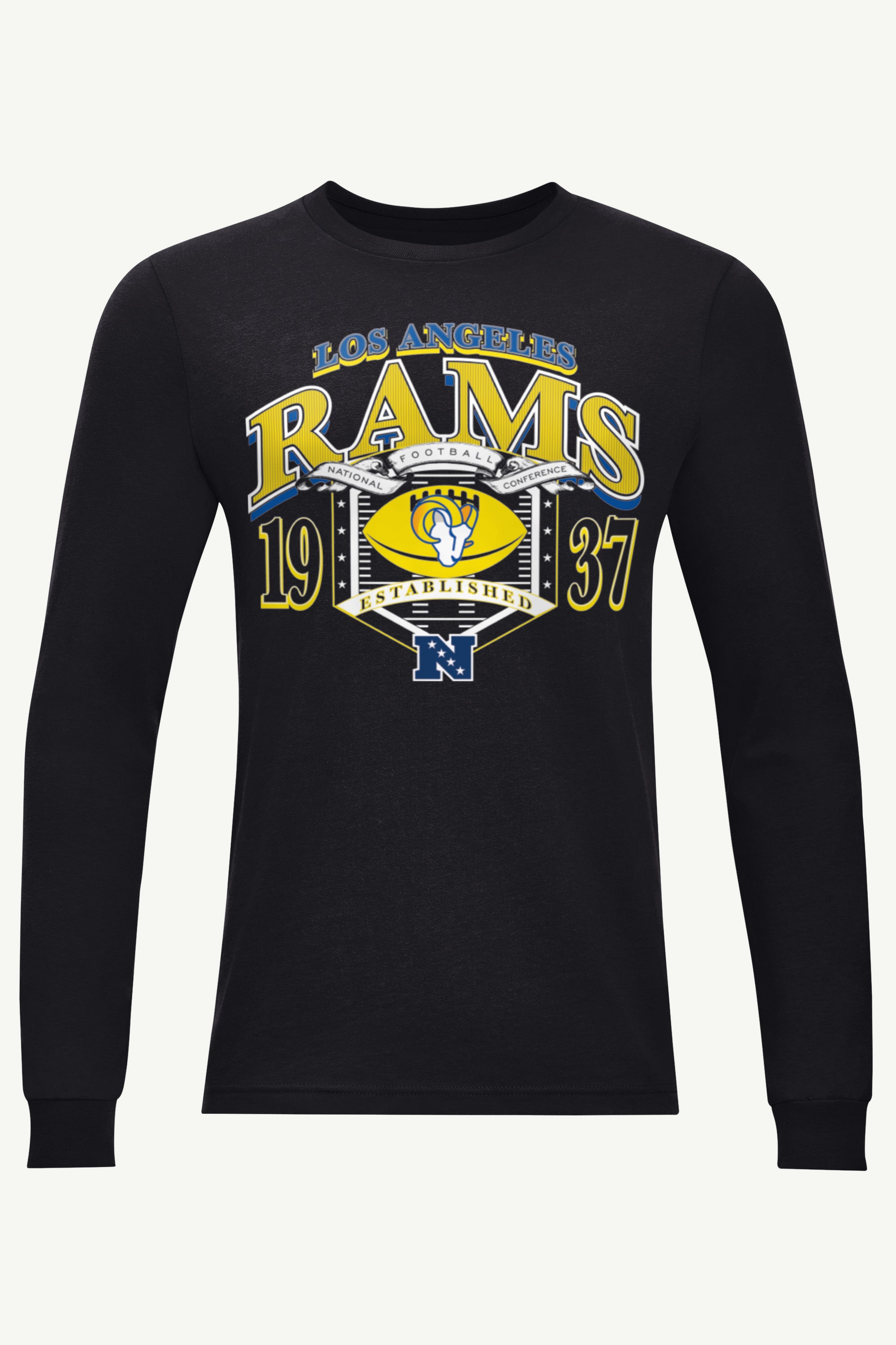 MENS LOS ANGELES RAMS 80s INSPIRED FIELD LONG SLEEVE T SHIRT View 1 | Men's Tops MENS LOS ANGELES RAMS 80s INSPIRED FIELD LONG SLEEVE T SHIRT View 1 | Men's Tops