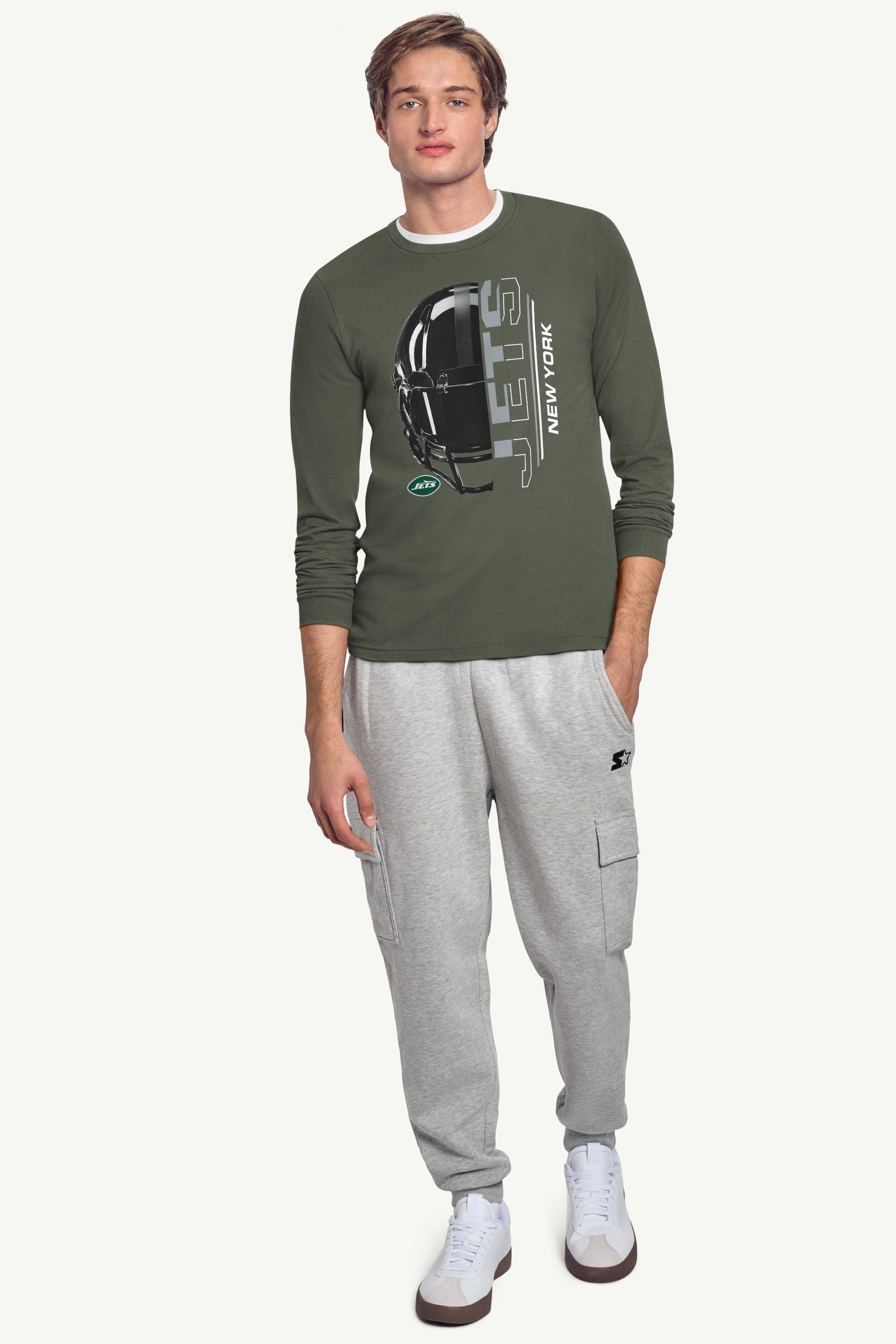 MENS NEW YORK JETS HALF HELMET LONG SLEEVE T SHIRT View 3 | NFL MENS NEW YORK JETS HALF HELMET LONG SLEEVE T SHIRT View 3 | NFL