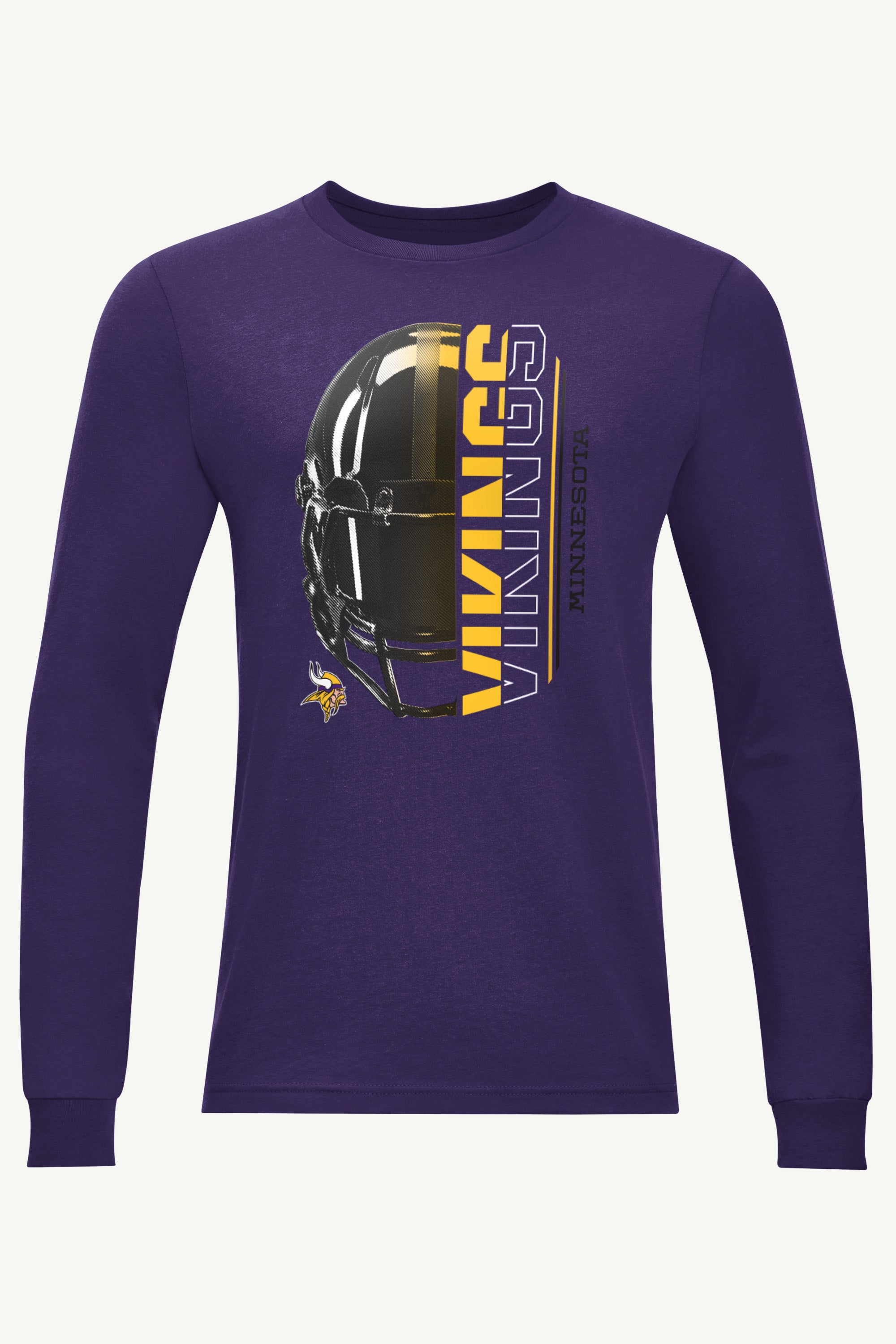 MENS MINNESOTA VIKINGS HALF HELMET LONG SLEEVE T SHIRT View 1 MENS MINNESOTA VIKINGS HALF HELMET LONG SLEEVE T SHIRT View 1