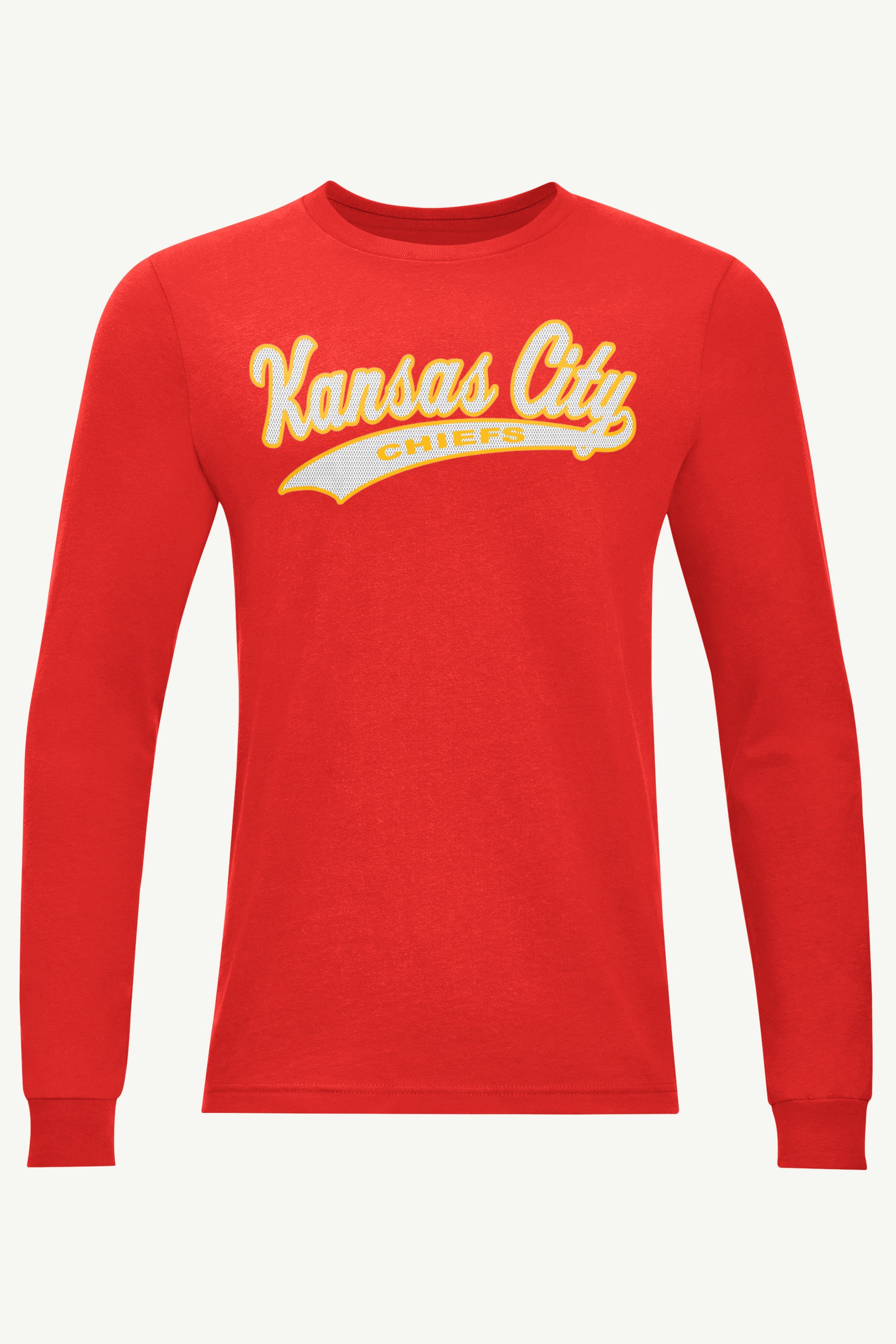 MENS KANSAS CITY CHIEFS TAILSWEEP LONG SLEEVE T SHIRT View 1 MENS KANSAS CITY CHIEFS TAILSWEEP LONG SLEEVE T SHIRT View 1