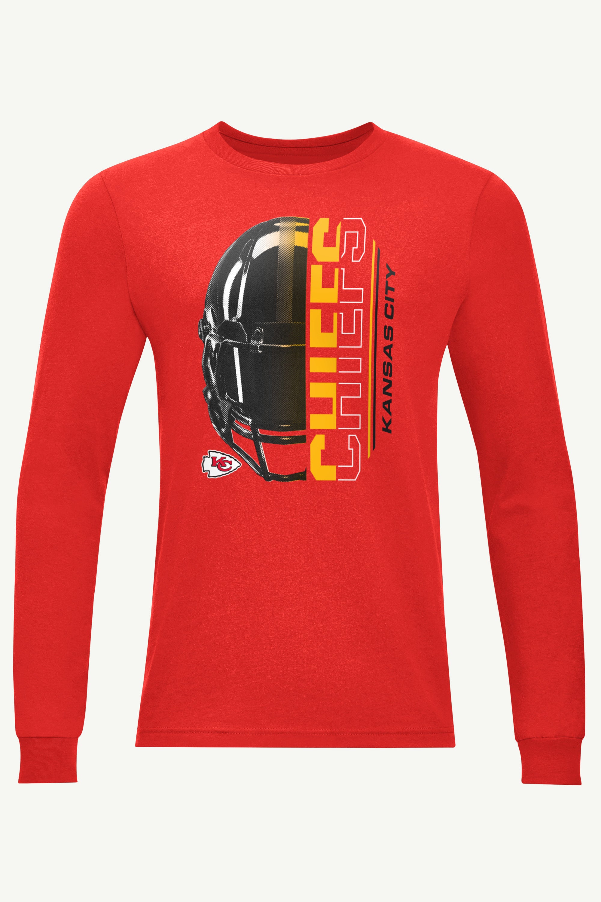 MENS KANSAS CITY CHIEFS HALF HELMET LONG SLEEVE T SHIRT View 1 | Kansas City Chiefs MENS KANSAS CITY CHIEFS HALF HELMET LONG SLEEVE T SHIRT View 1 | Kansas City Chiefs