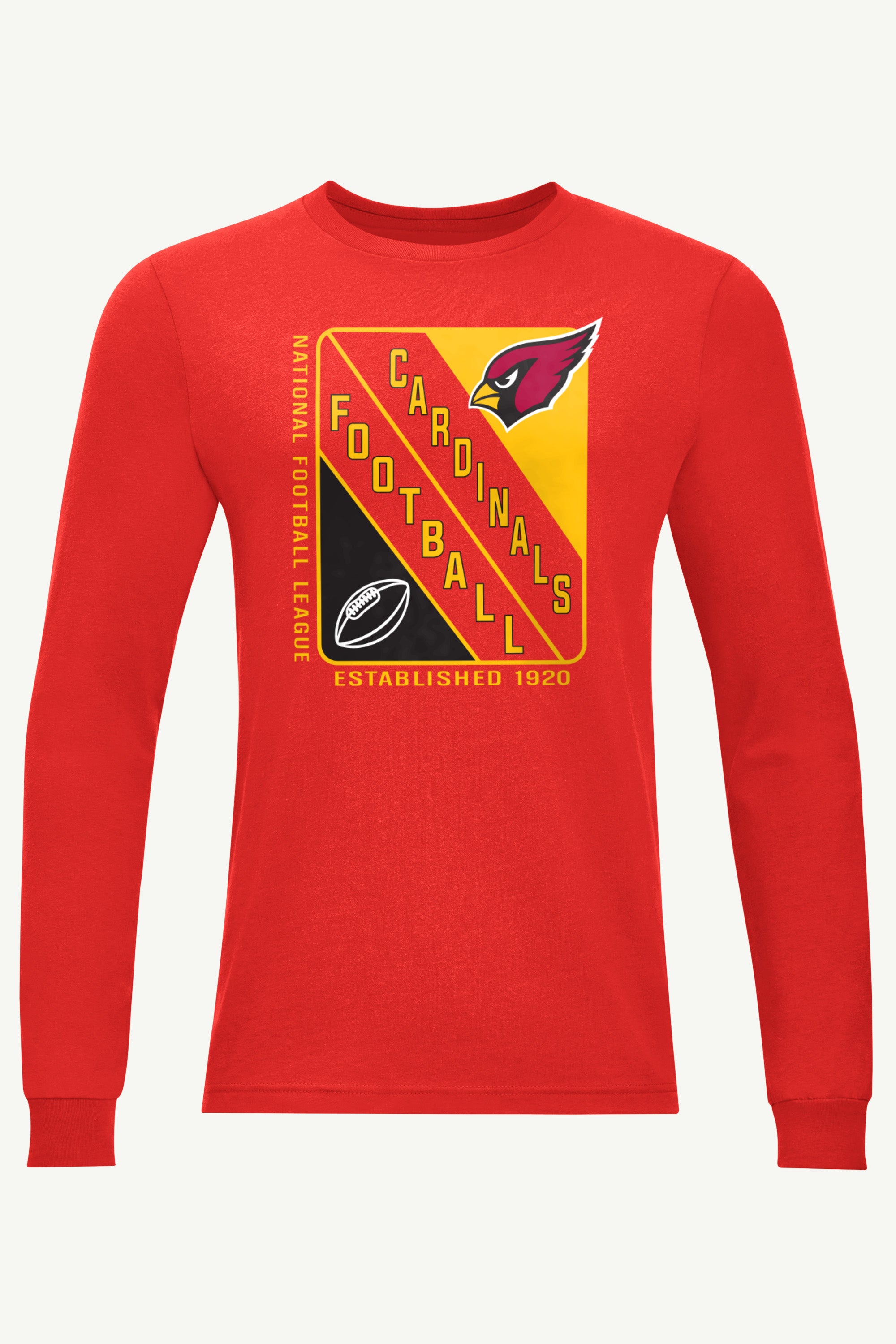 MENS ARIZONA CARDINALS SHIELD LOGO LONG SLEEVE T SHIRT View 1 MENS ARIZONA CARDINALS SHIELD LOGO LONG SLEEVE T SHIRT View 1