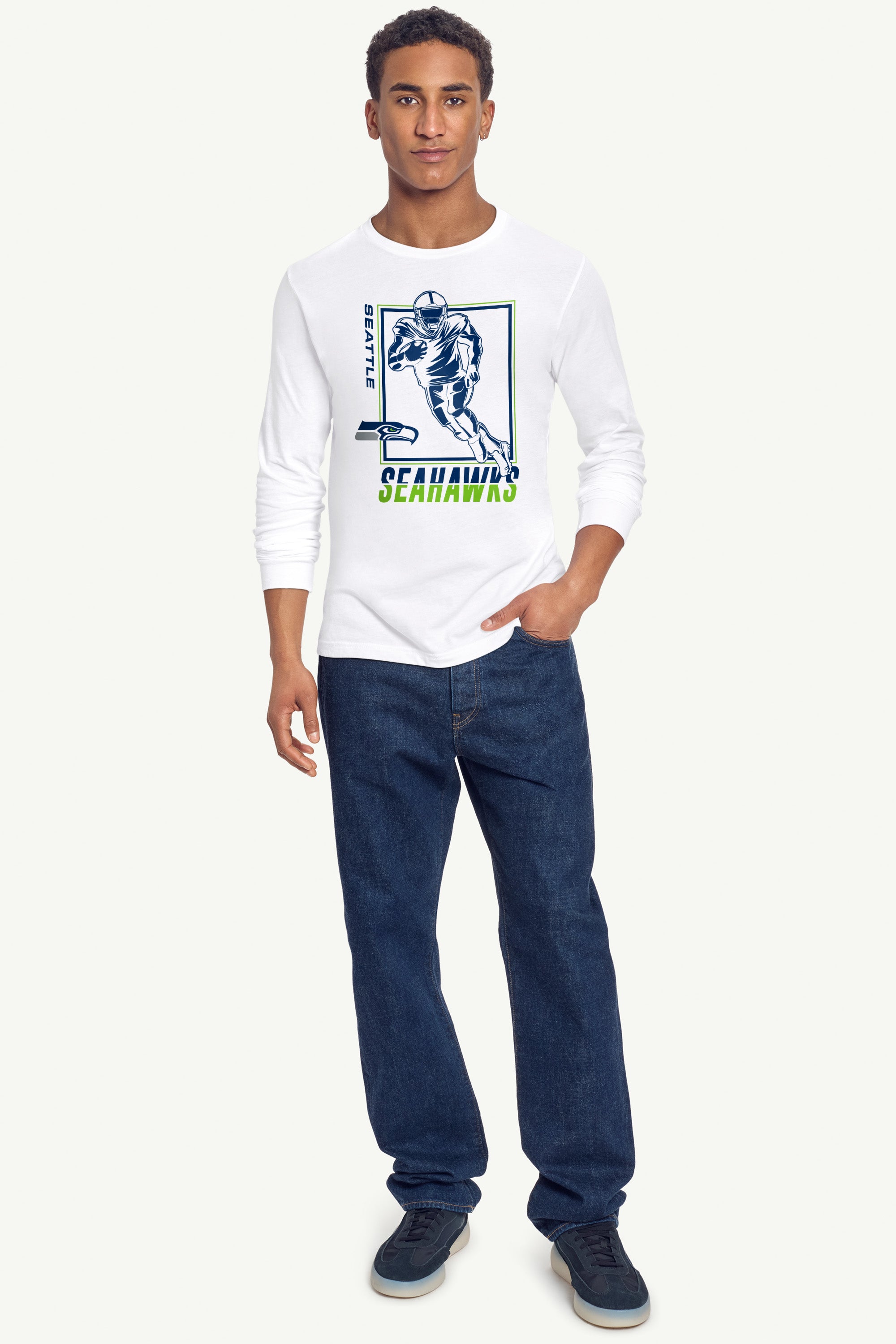 MENS SEATTLE SEAHAWKS PLAYER GRID LONG SLEEVE T SHIRT View 3 | Seattle Seahawks MENS SEATTLE SEAHAWKS PLAYER GRID LONG SLEEVE T SHIRT View 3 | Seattle Seahawks