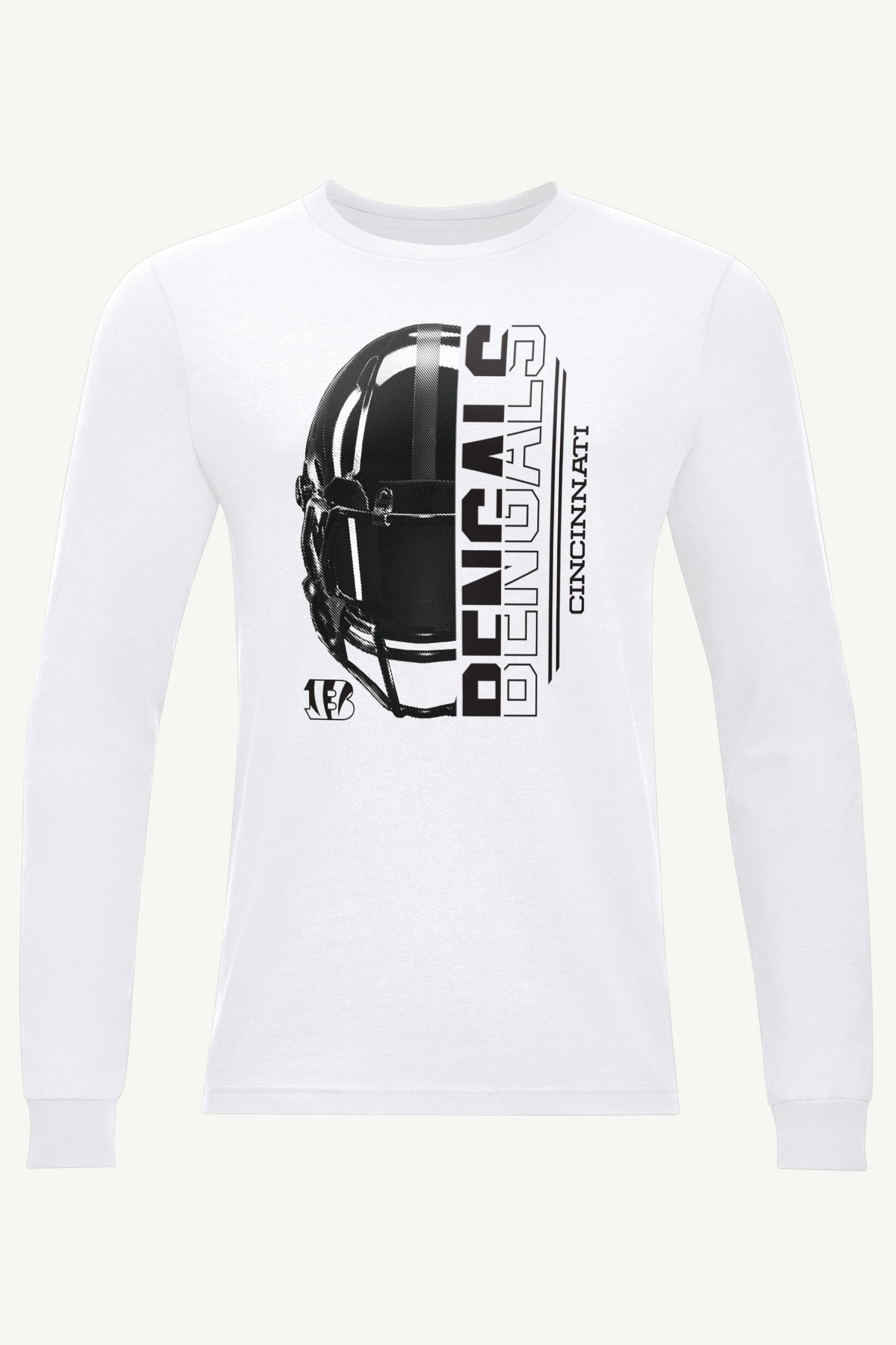 MENS CINCINNATI BENGALS HALF HELMET LONG SLEEVE T SHIRT View 1 | NFL MENS CINCINNATI BENGALS HALF HELMET LONG SLEEVE T SHIRT View 1 | NFL