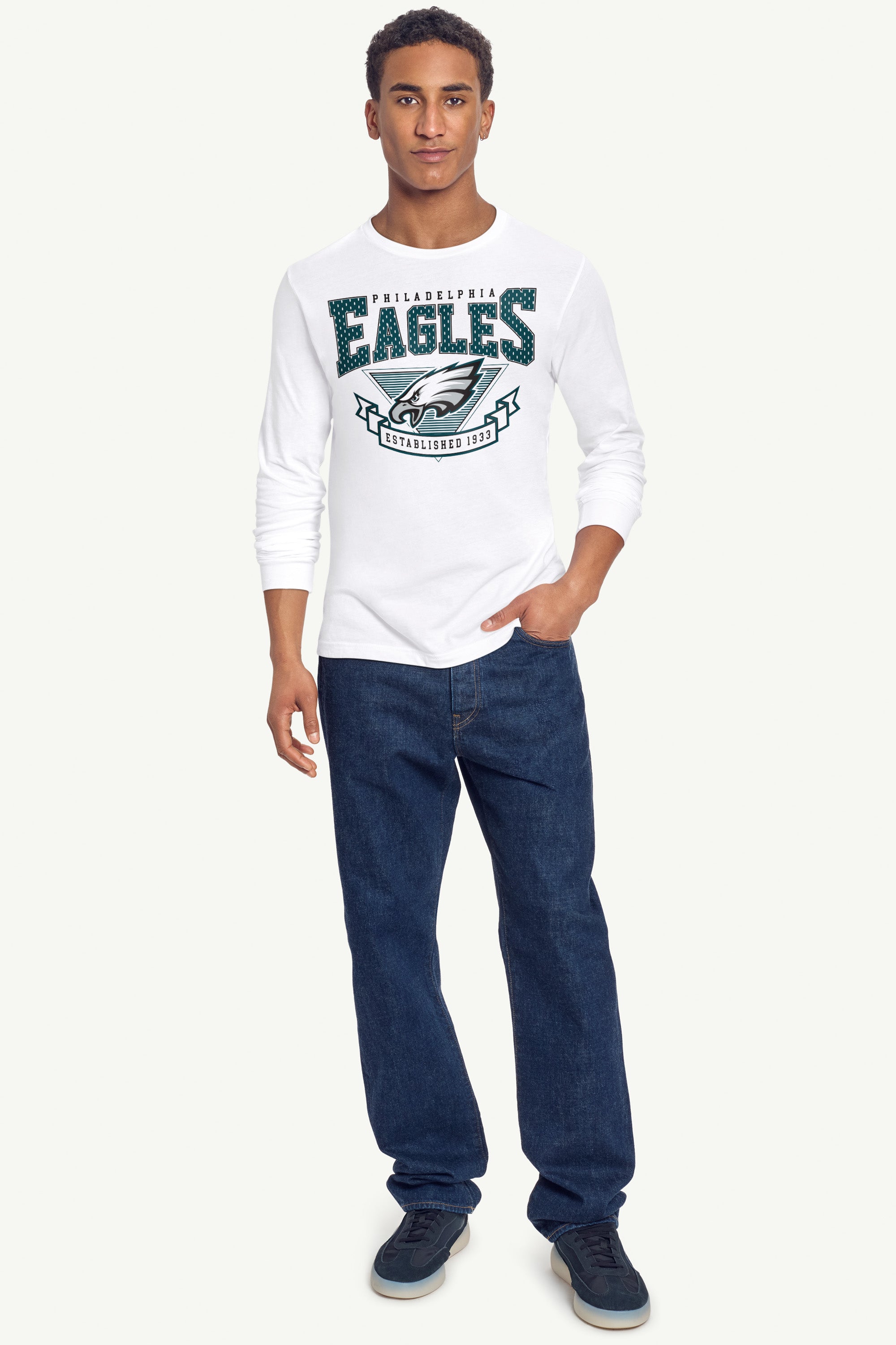 MENS PHILADELPHIA EAGLES 80's INSPIRED LONG SLEEVE T SHIRT View 3 | NFL MENS PHILADELPHIA EAGLES 80's INSPIRED LONG SLEEVE T SHIRT View 3 | NFL