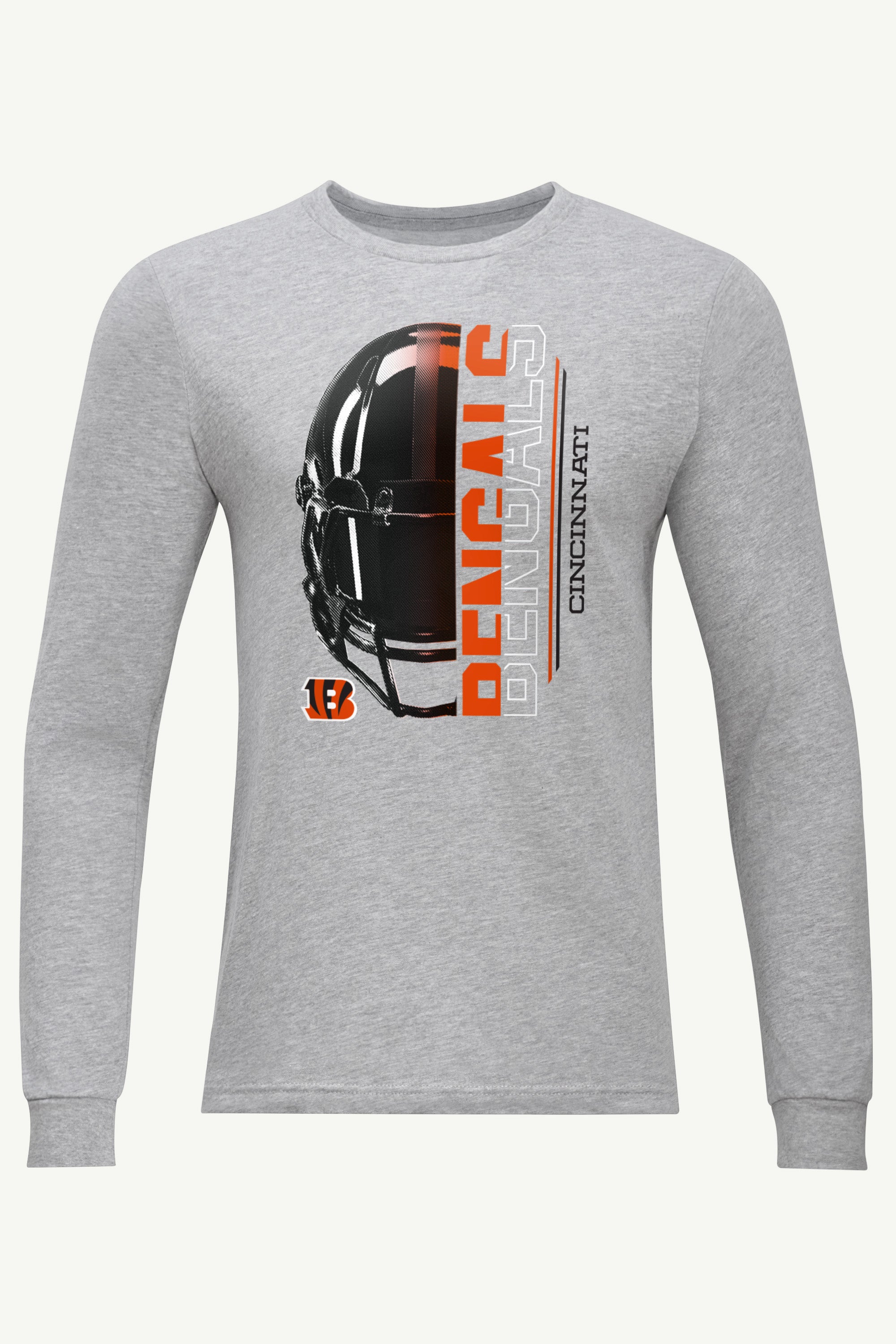 MENS CINCINNATI BENGALS HALF HELMET LONG SLEEVE T SHIRT View 1 | Cincinnati Bengals MENS CINCINNATI BENGALS HALF HELMET LONG SLEEVE T SHIRT View 1 | Cincinnati Bengals