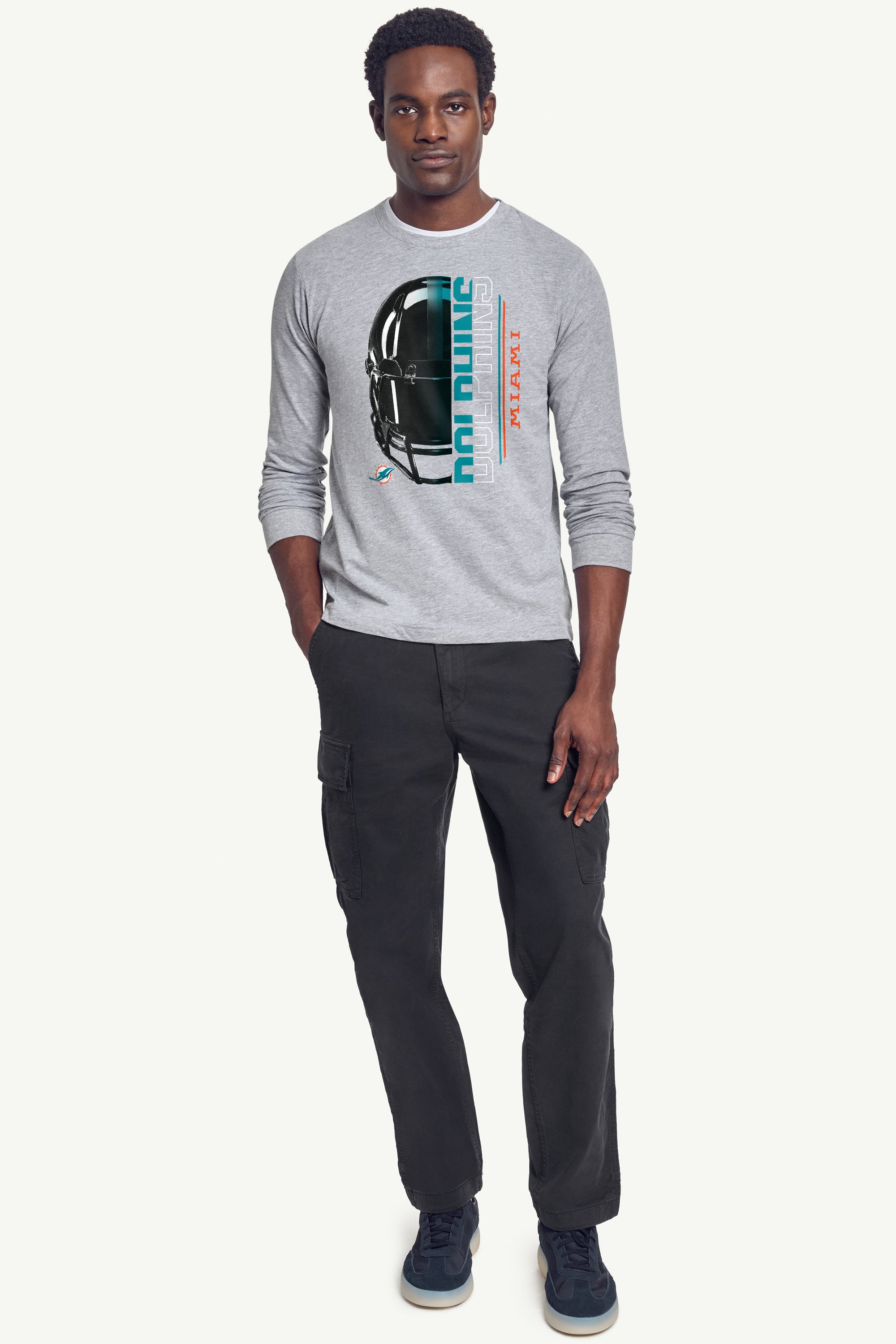 MENS MIAMI DOLPHINS HALF HELMET LONG SLEEVE T SHIRT View 3 | Miami Dolphins MENS MIAMI DOLPHINS HALF HELMET LONG SLEEVE T SHIRT View 3 | Miami Dolphins