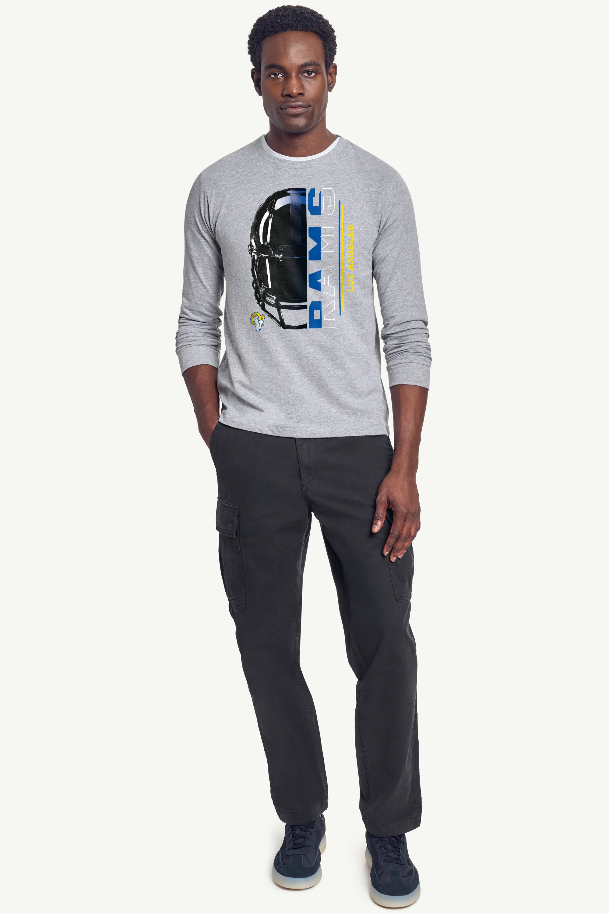 MENS LOS ANGELES RAMS HALF HELMET LONG SLEEVE T SHIRT View 3 | Los Angeles Rams MENS LOS ANGELES RAMS HALF HELMET LONG SLEEVE T SHIRT View 3 | Los Angeles Rams