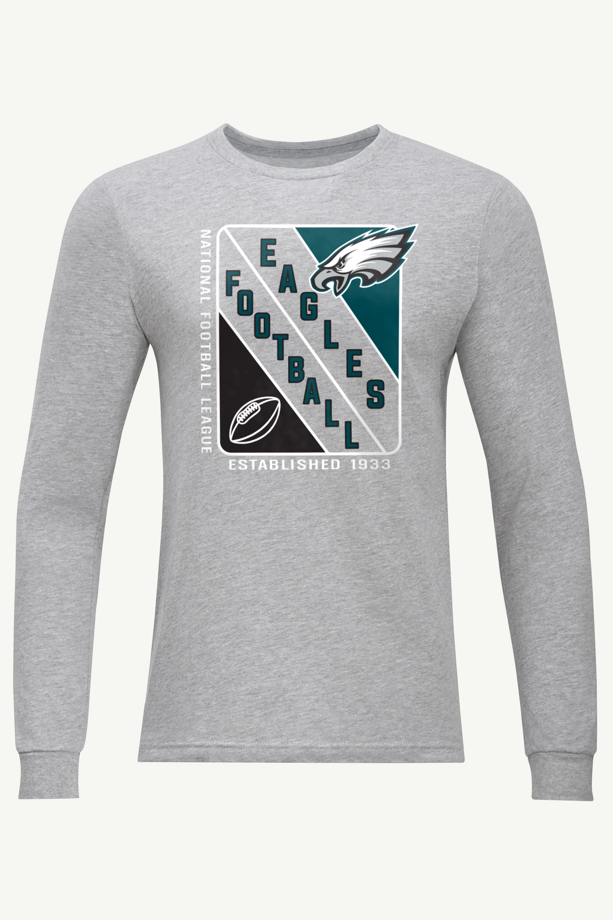 MENS PHILADELPHIA EAGLES SHIELD LOGO LONG SLEEVE T SHIRT View 1 MENS PHILADELPHIA EAGLES SHIELD LOGO LONG SLEEVE T SHIRT View 1