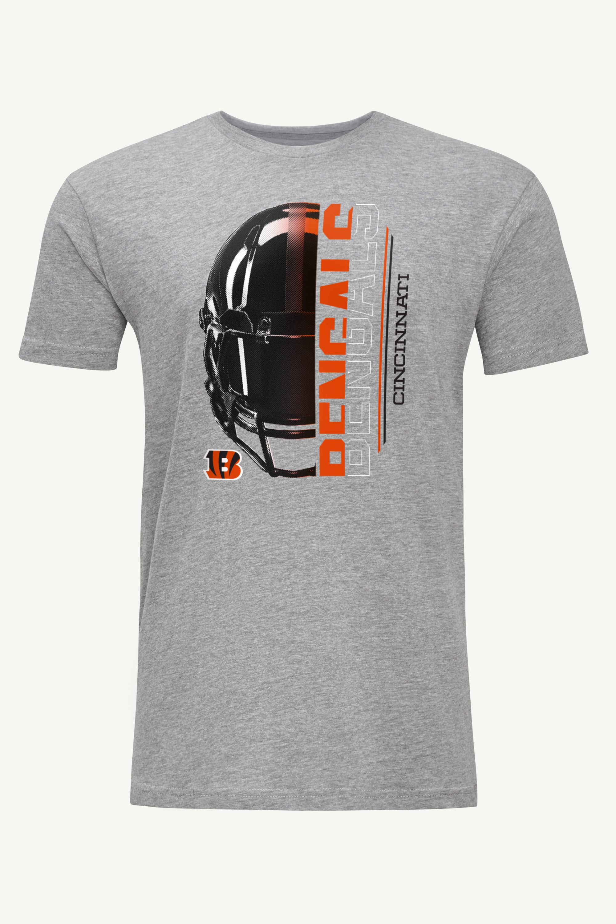MENS CINCINNATI BENGALS HALF HELMET T SHIRT View 1 MENS CINCINNATI BENGALS HALF HELMET T SHIRT View 1