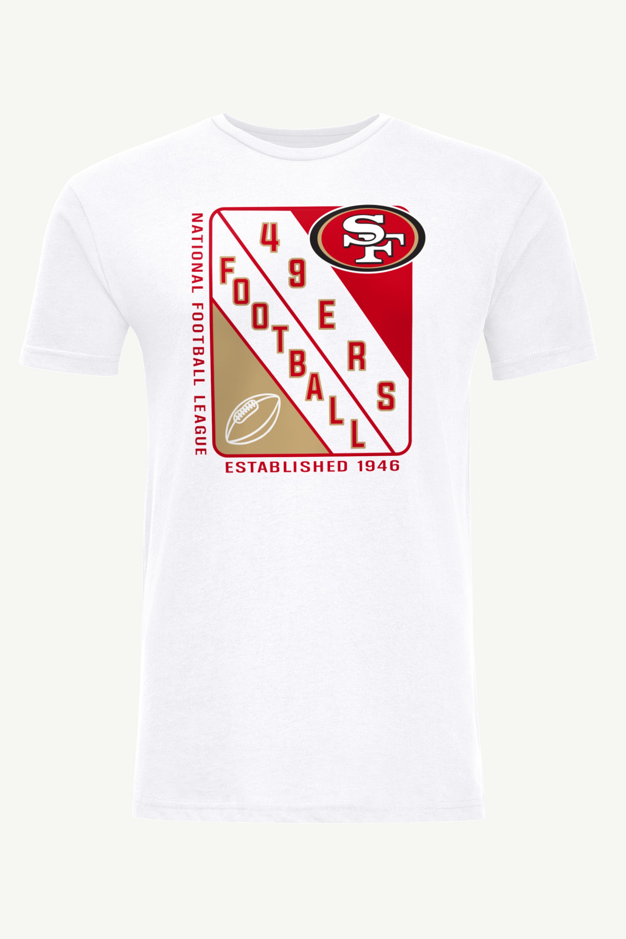 MENS SAN FRANCISCO 49ERs SHIELD LOGO T SHIRT View 1 MENS SAN FRANCISCO 49ERs SHIELD LOGO T SHIRT View 1