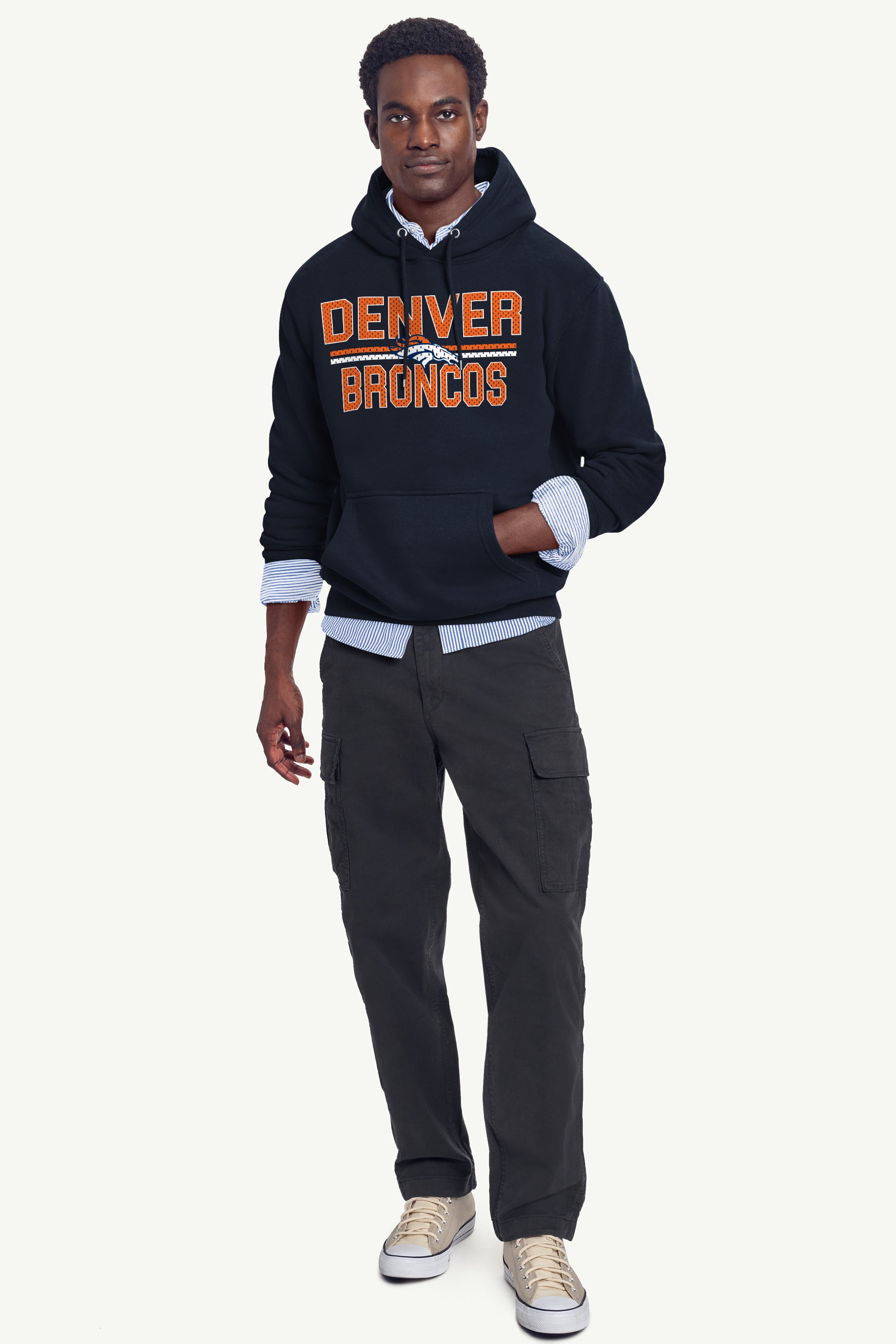 MENS DENVER BRONCOS MESH LOOK HOODIE View 3 MENS DENVER BRONCOS MESH LOOK HOODIE View 3