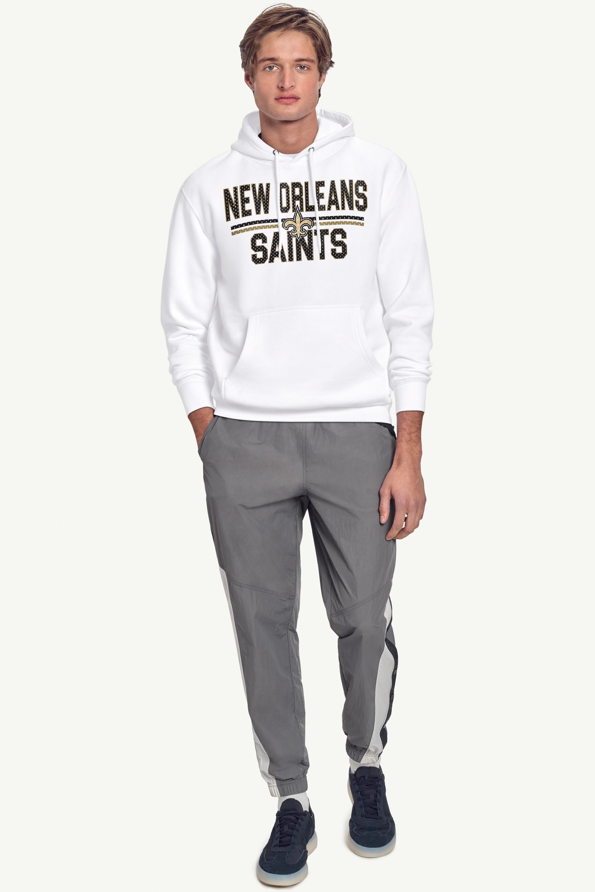 MENS NEW ORLEANS SAINTS MESH LOOK HOODIE View 2 MENS NEW ORLEANS SAINTS MESH LOOK HOODIE View 2