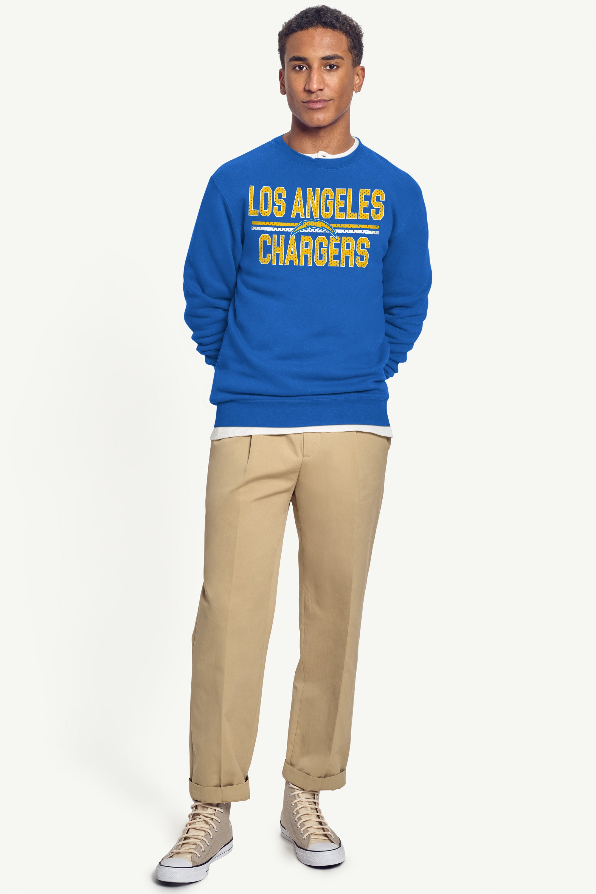 MENS LOS ANGELES CHARGERS MESH LOOK SWEATSHIRT View 3 MENS LOS ANGELES CHARGERS MESH LOOK SWEATSHIRT View 3