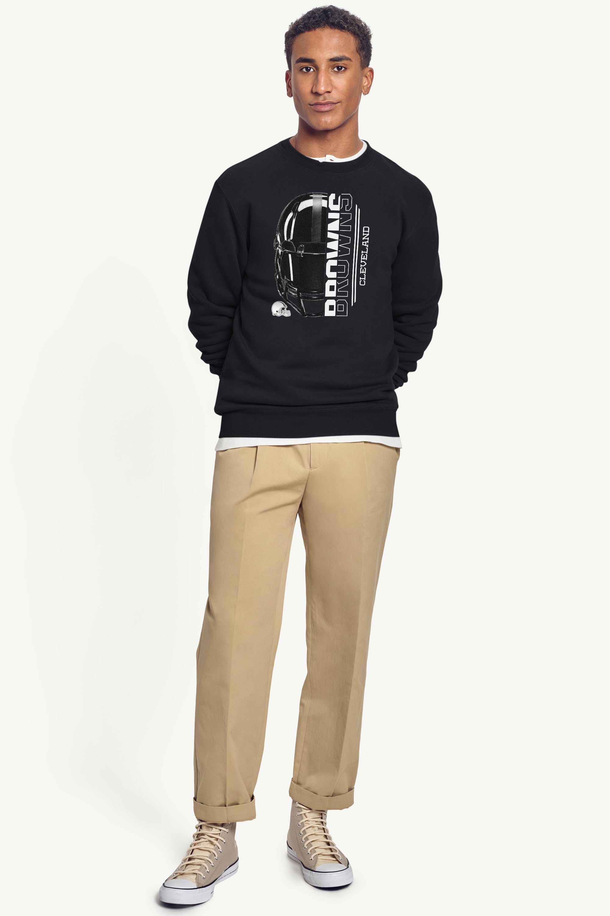MENS CLEVELAND BROWNS HALF HELMET SWEATSHIRT View 3 MENS CLEVELAND BROWNS HALF HELMET SWEATSHIRT View 3