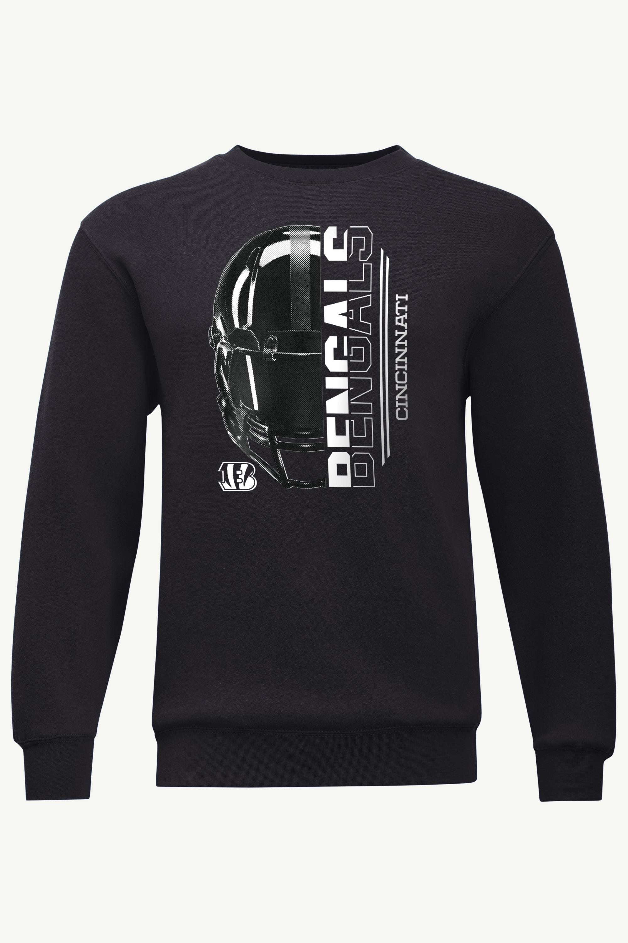MENS CINCINNATI BENGALS HALF HELMET SWEATSHIRT View 1 | DTG MENS CINCINNATI BENGALS HALF HELMET SWEATSHIRT View 1 | DTG