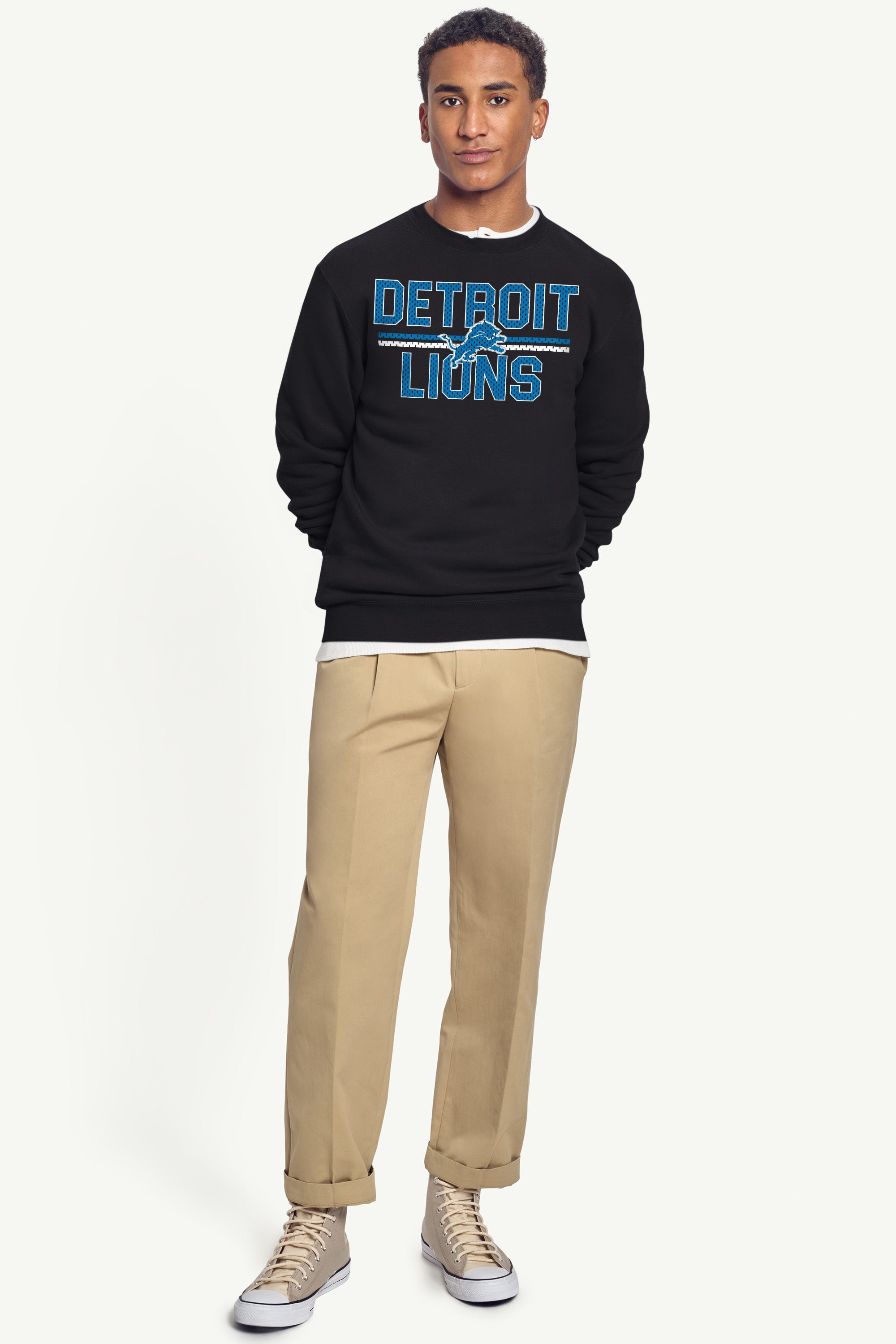 MENS DETROIT LIONS MESH LOOK SWEATSHIRT View 2 MENS DETROIT LIONS MESH LOOK SWEATSHIRT View 2