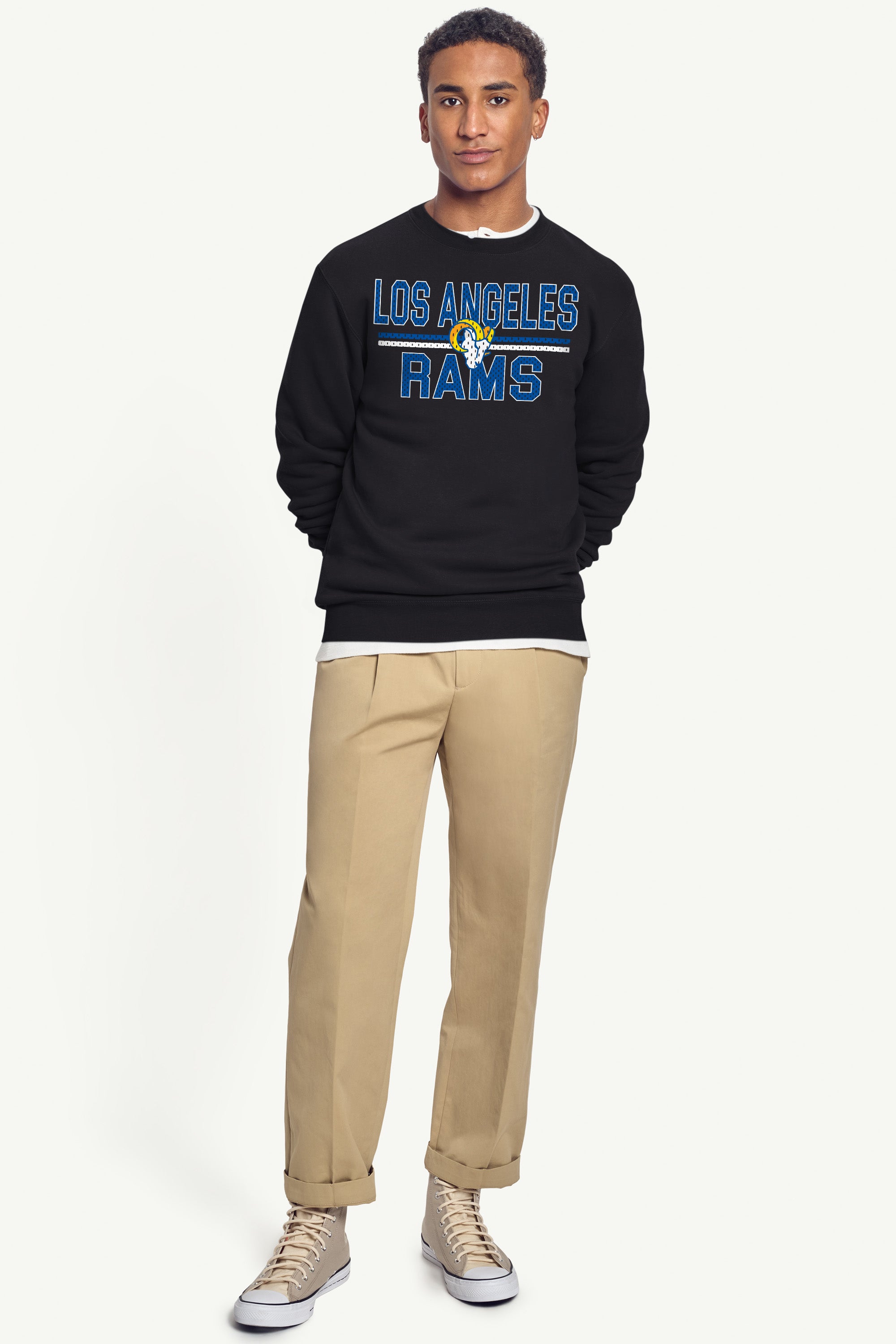 MENS LOS ANGELES RAMS MESH LOOK SWEATSHIRT View 3 MENS LOS ANGELES RAMS MESH LOOK SWEATSHIRT View 3