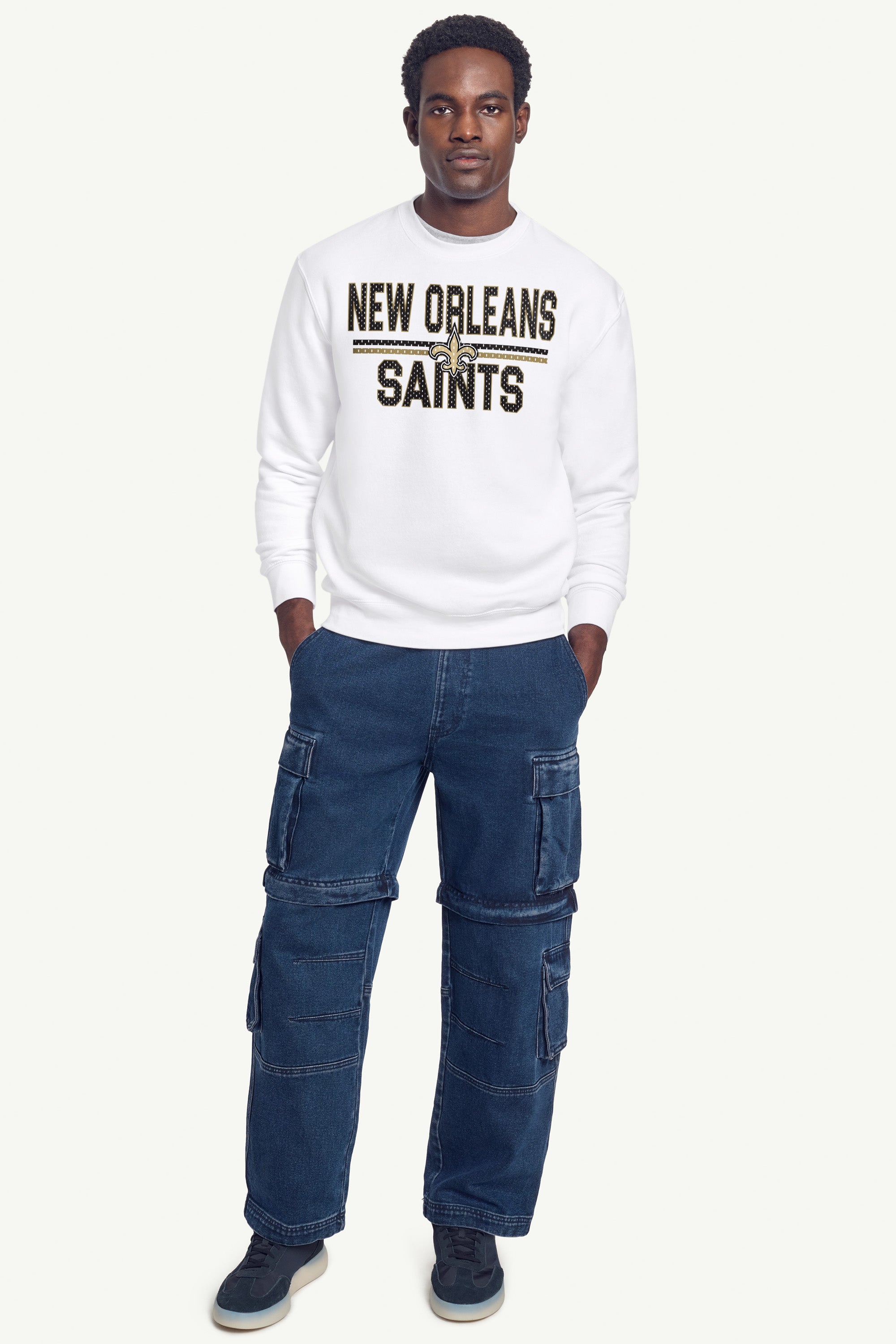 MENS NEW ORLEANS SAINTS MESH LOOK SWEATSHIRT View 5 MENS NEW ORLEANS SAINTS MESH LOOK SWEATSHIRT View 5